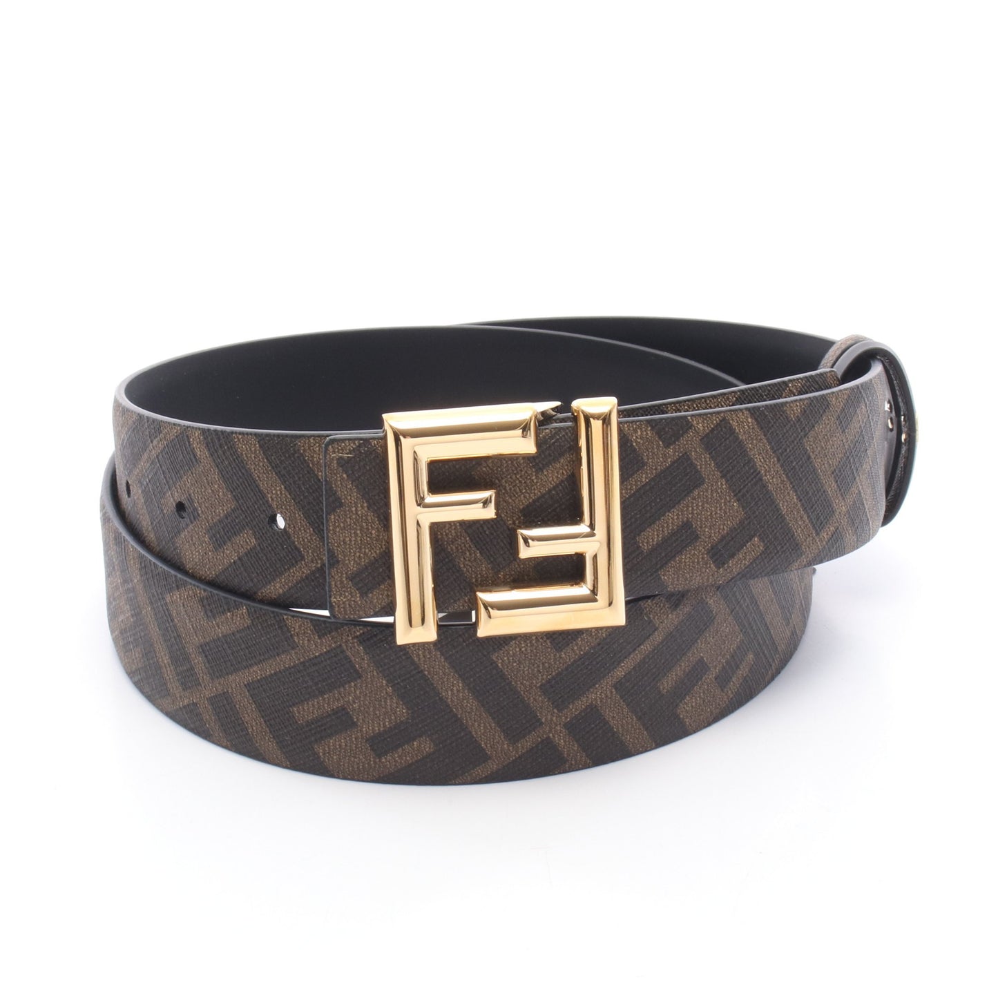 ラウンド FF リバーシブル ベルト PVC レザー ブラック ブラウン フェンディ 財布・小物 FENDI