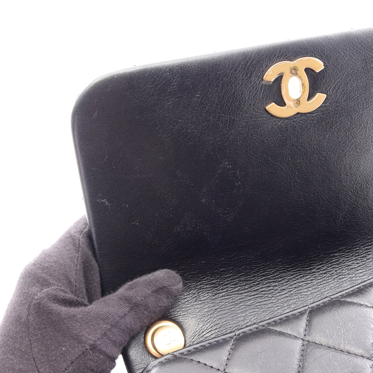 マトラッセ チェーンショルダーバッグ レザー ブラック ゴールド金具 シャネル バッグ CHANEL