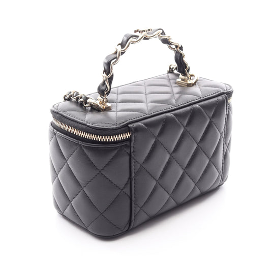 マトラッセ バニティバッグ 2WAY チェーンショルダーバッグ ラムスキン ブラック ゴールド金具 シャネル バッグ CHANEL