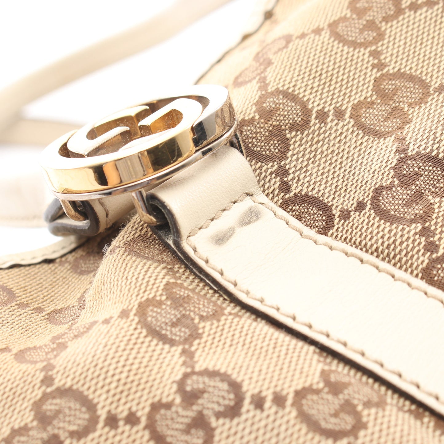 GGツインズ GGキャンバス ショルダーバッグ トートバッグ キャンバス レザー ベージュ アイボリー グッチ バッグ GUCCI