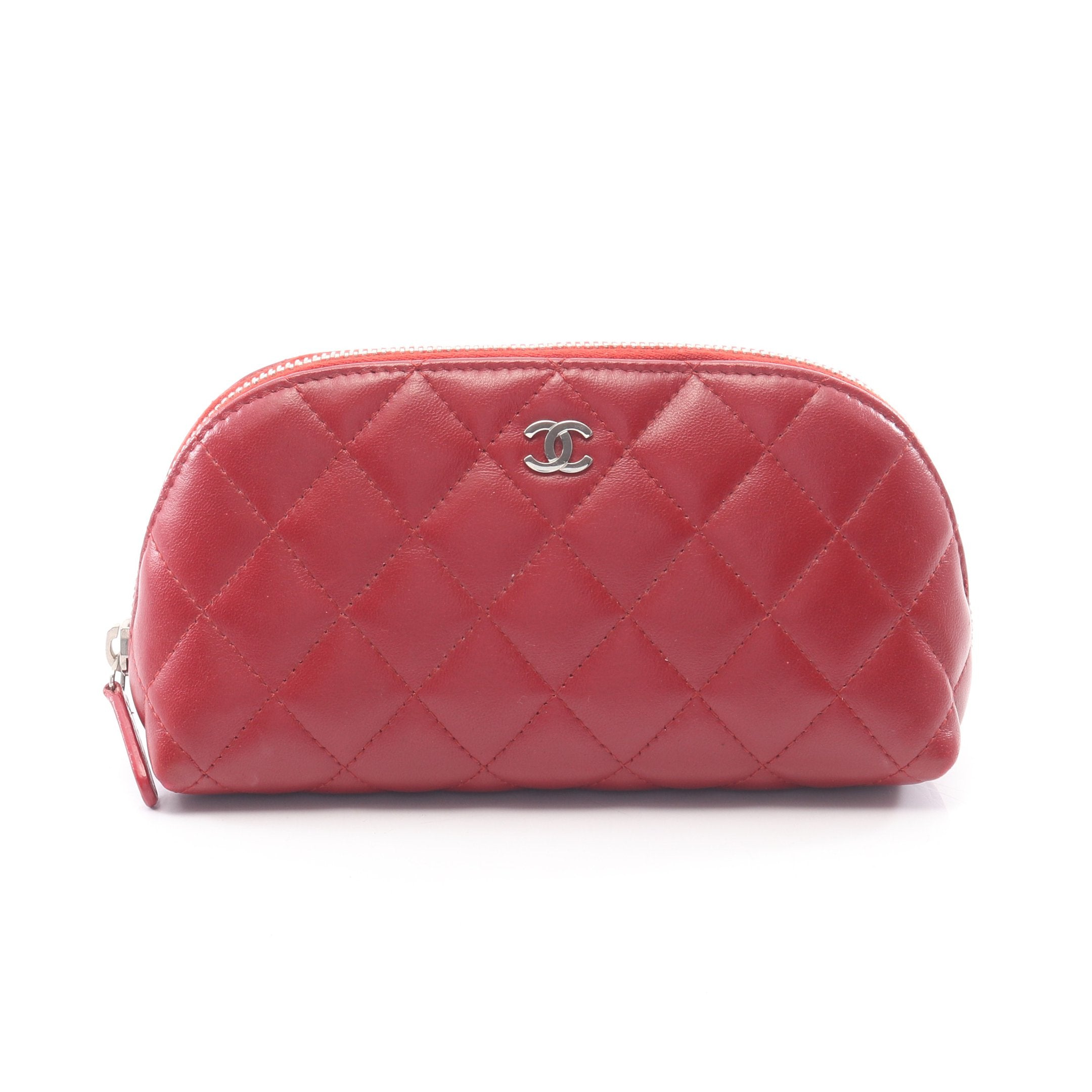 マトラッセ ポーチ ラムスキン レッド シルバー金具 シャネル – RECLO