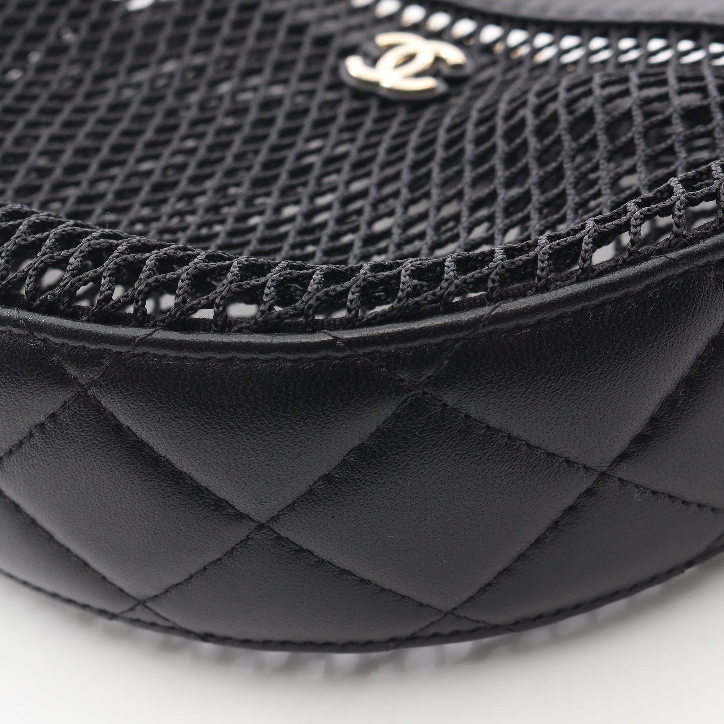 ココマーク ポーチ付き 2WAY ハンドバッグ メッシュ ラムスキン ブラック ゴールド金具 シャネル バッグ CHANEL