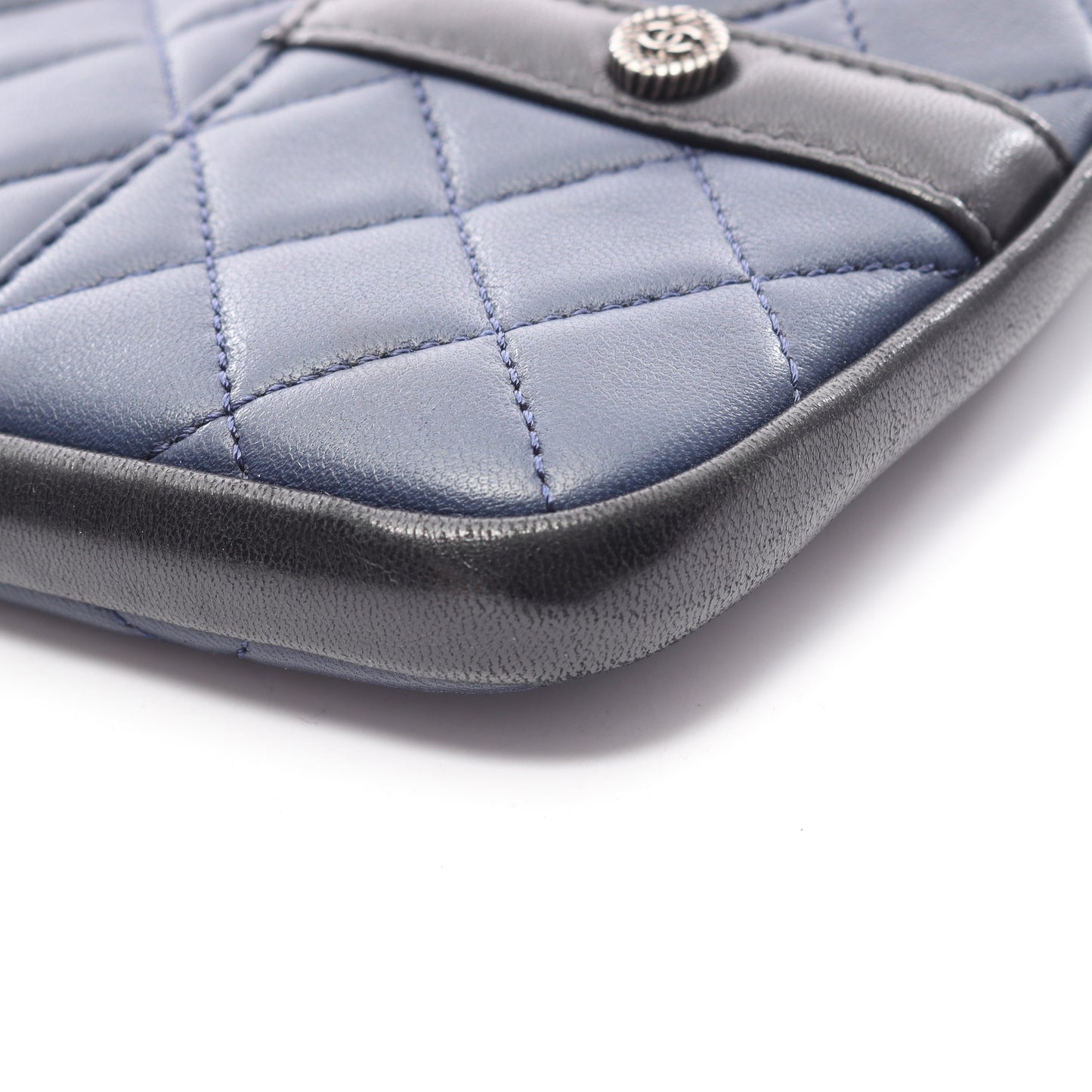 ガールシャネル チェーンショルダーバッグ ラムスキン ネイビー ブラック シルバー金具 シャネル バッグ CHANEL