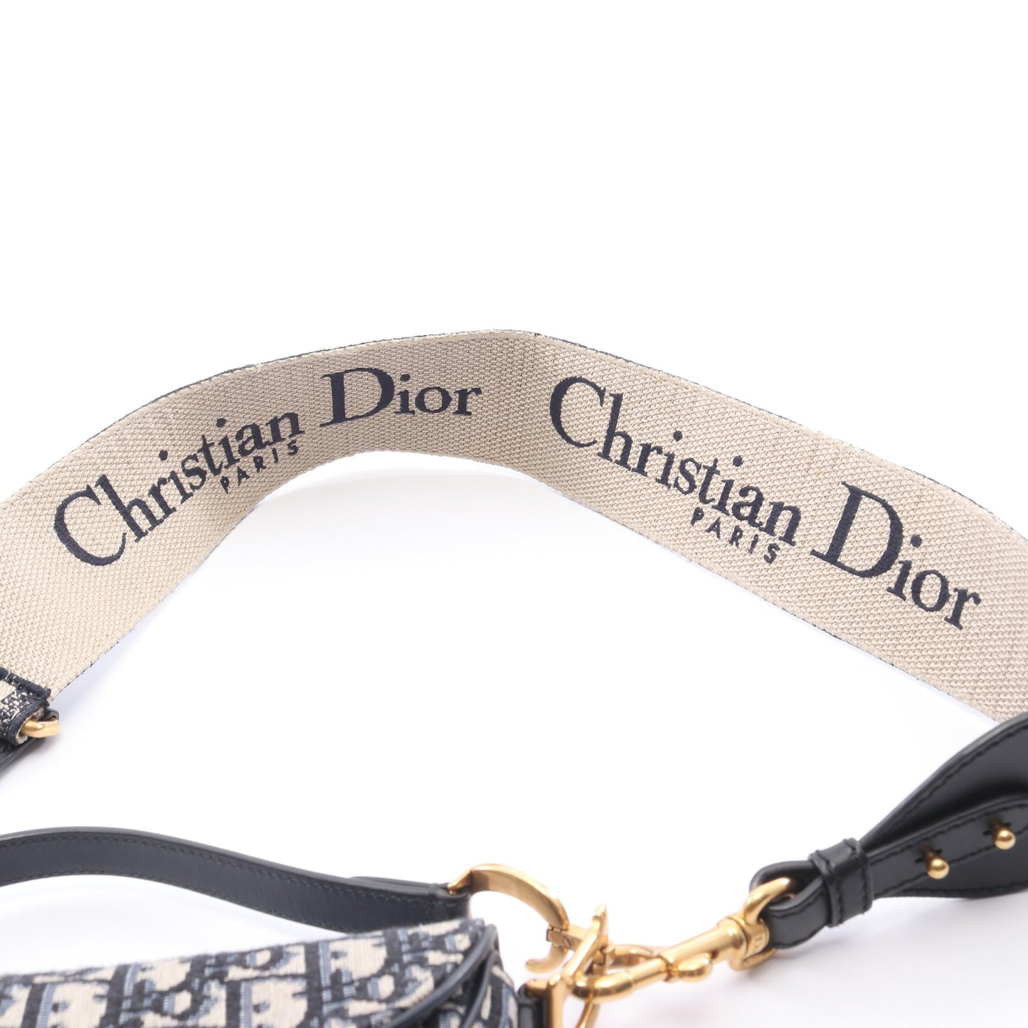 SADDLE サドル オブリーク 2WAY ハンドバッグ キャンバス レザー ネイビー アイボリー クリスチャンディオール バッグ Christian Dior
