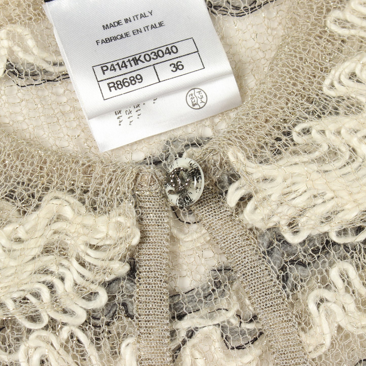 ココマークボタン 半袖 ニットワンピース リネン コットン シャンパンゴールド グレー シャネル ワンピース CHANEL