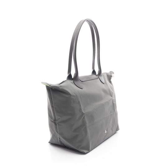 ル プリアージュ グリーン L ショルダーバッグ キャンバス レザー ダークグレー ロンシャン バッグ LONGCHAMP