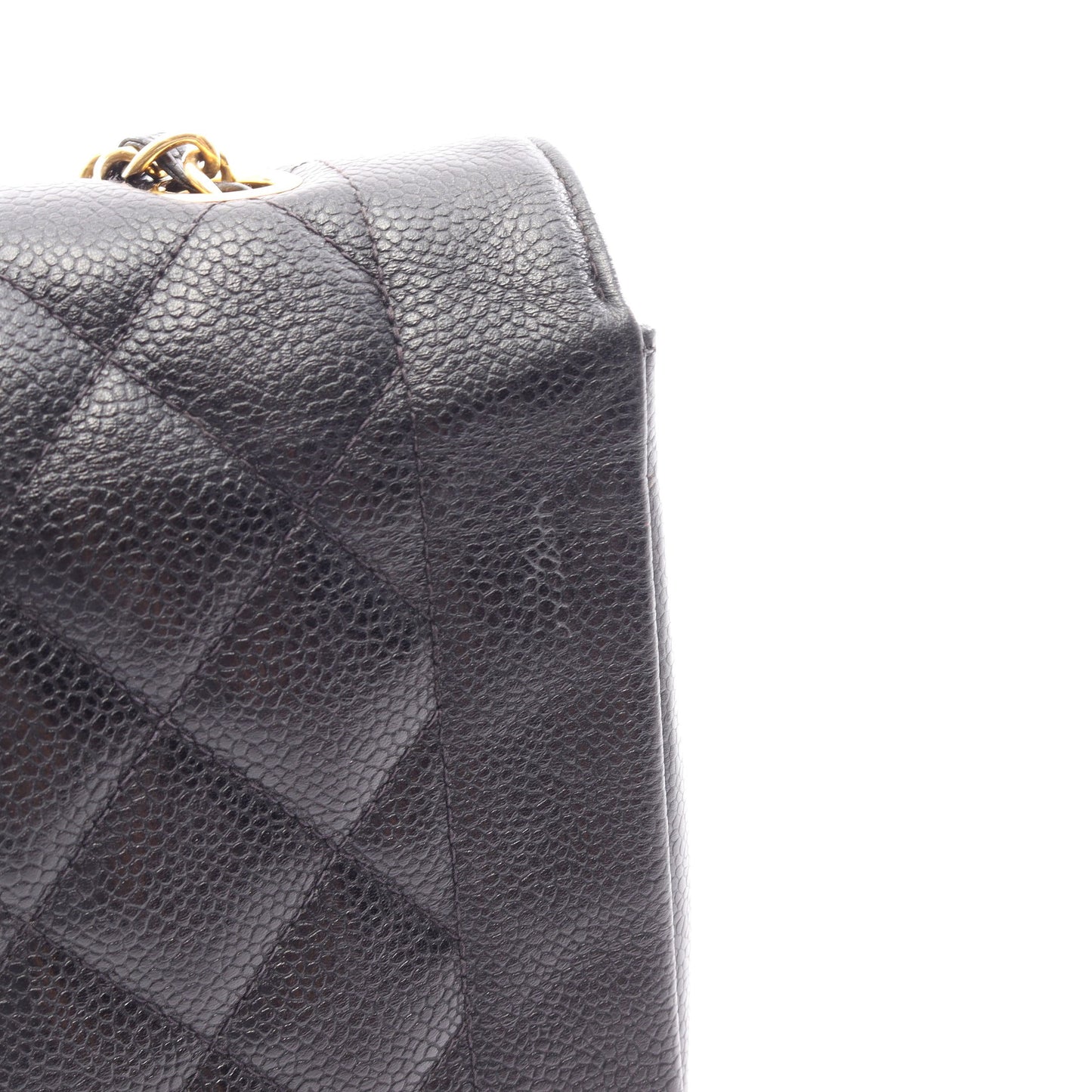 マトラッセ ダイアナフラップ チェーンショルダーバッグ キャビアスキン ブラック ゴールド金具 シャネル バッグ CHANEL