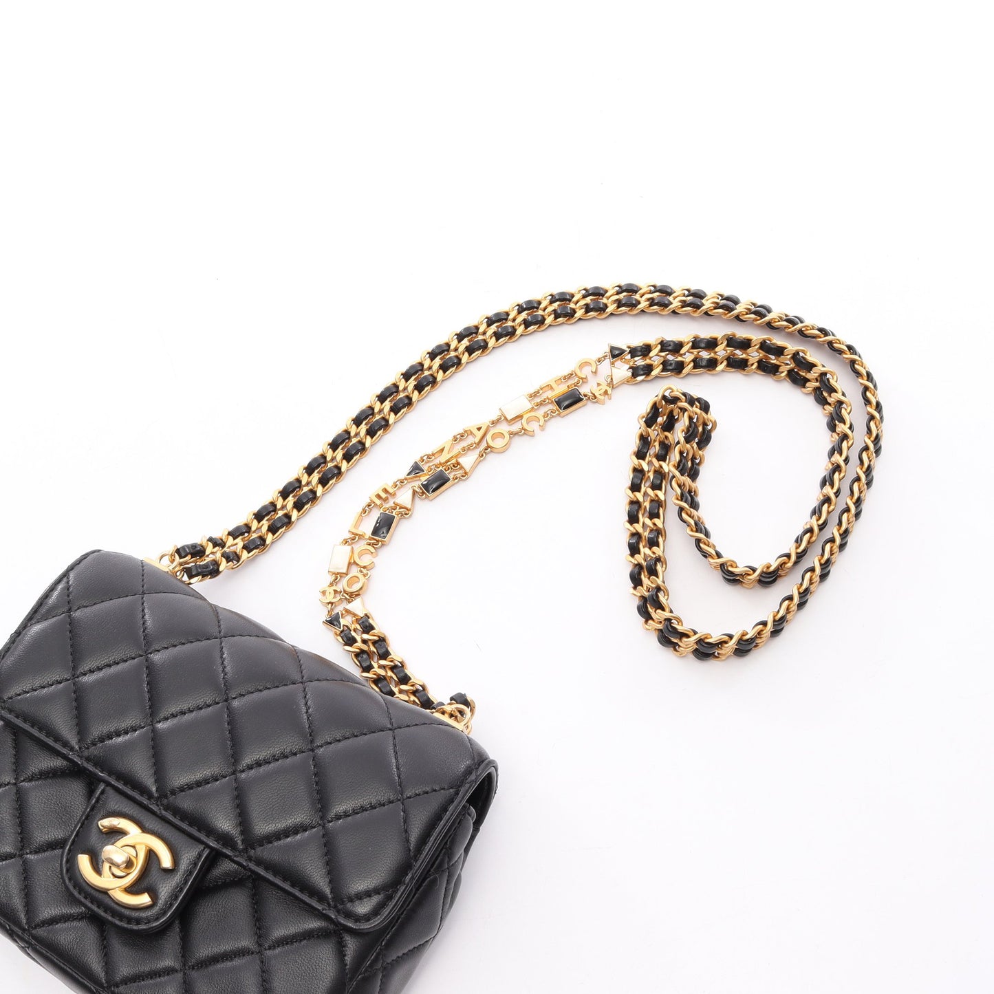 ミニマトラッセ チェーンショルダーバッグ ラムスキン ブラック ゴールド金具 シャネル バッグ CHANEL