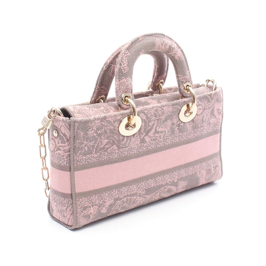 LADY D-Joy ミディアム 2WAY ハンドバッグ キャンバス ピンク グレー クリスチャンディオール バッグ Christian Dior