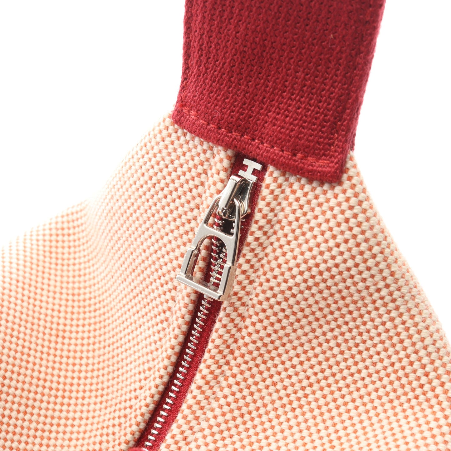 ブリッドアブラックGM カブリオル ハンドバッグ トワルアッシュ レッド アイボリー シルバー金具 エルメス バッグ HERMES