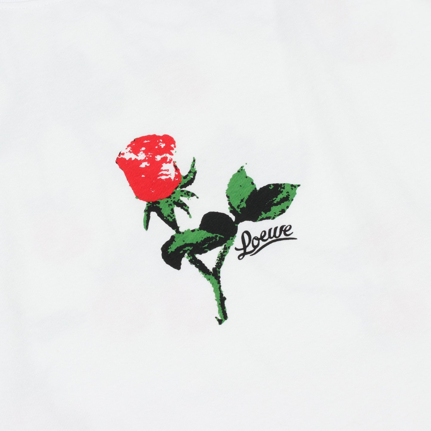 PAULA'S IBIZA ローズプリント 半袖Tシャツ コットン ホワイト レッド グリーン ロエベ