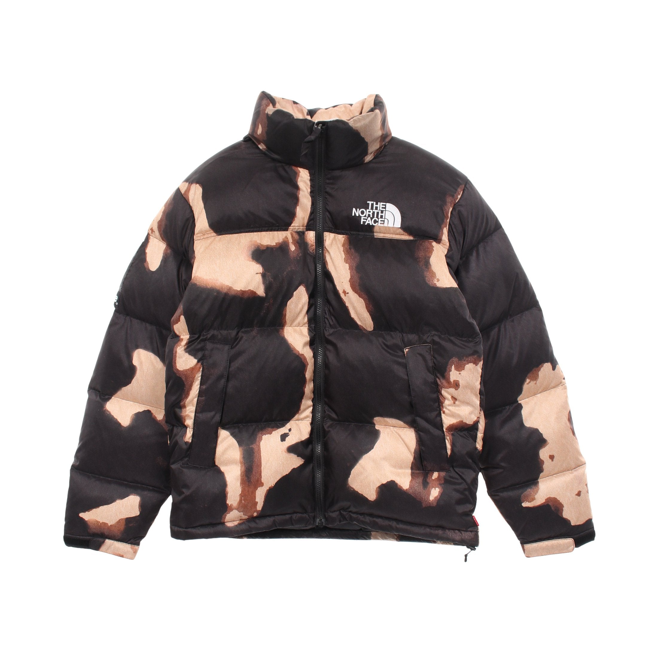 THE NORTH FACE Bleached Denim Print Nuptse Jacket フード付き 
