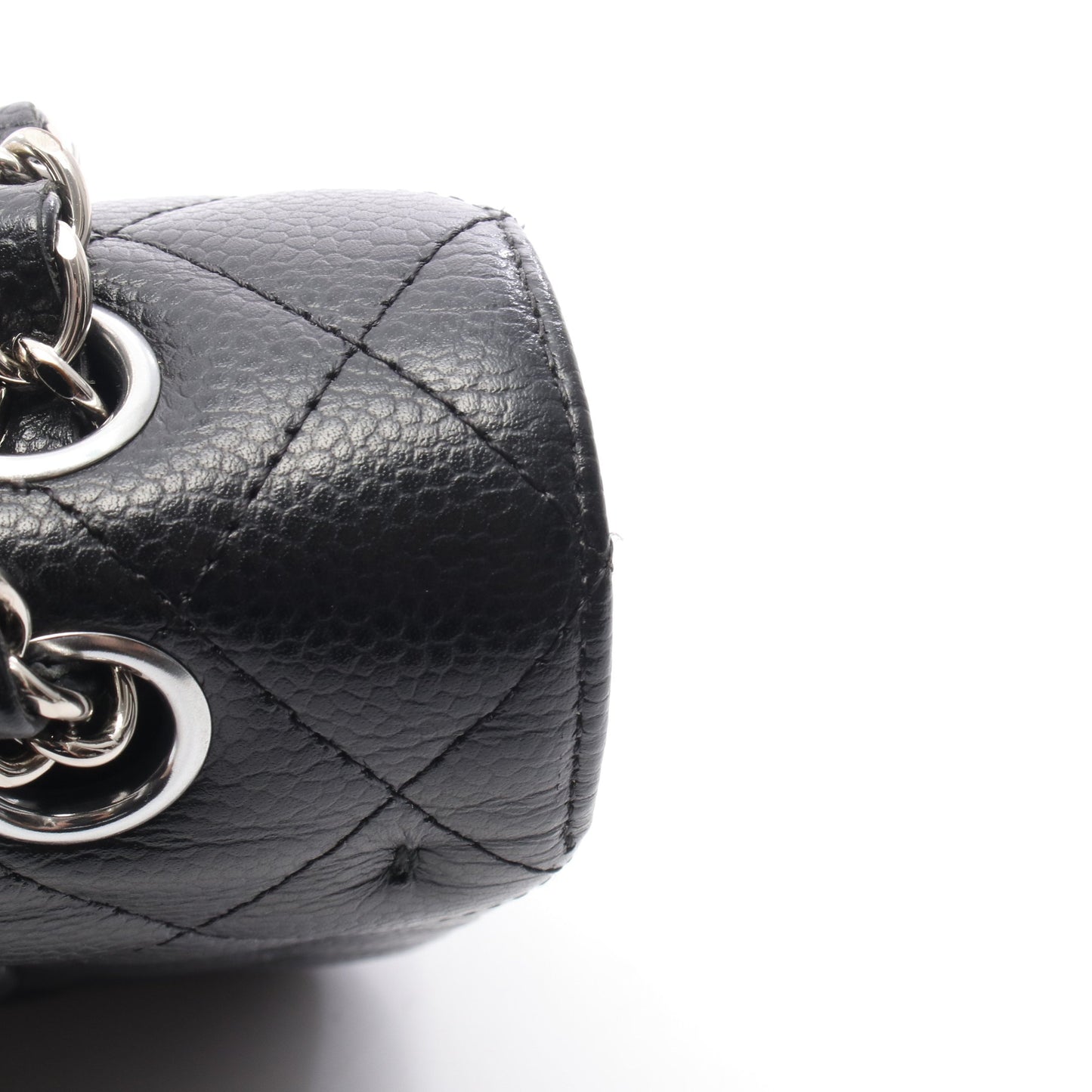 マトラッセ Wフラップ Wチェーンショルダーバッグ キャビアスキン ブラック シルバー金具 シャネル バッグ CHANEL
