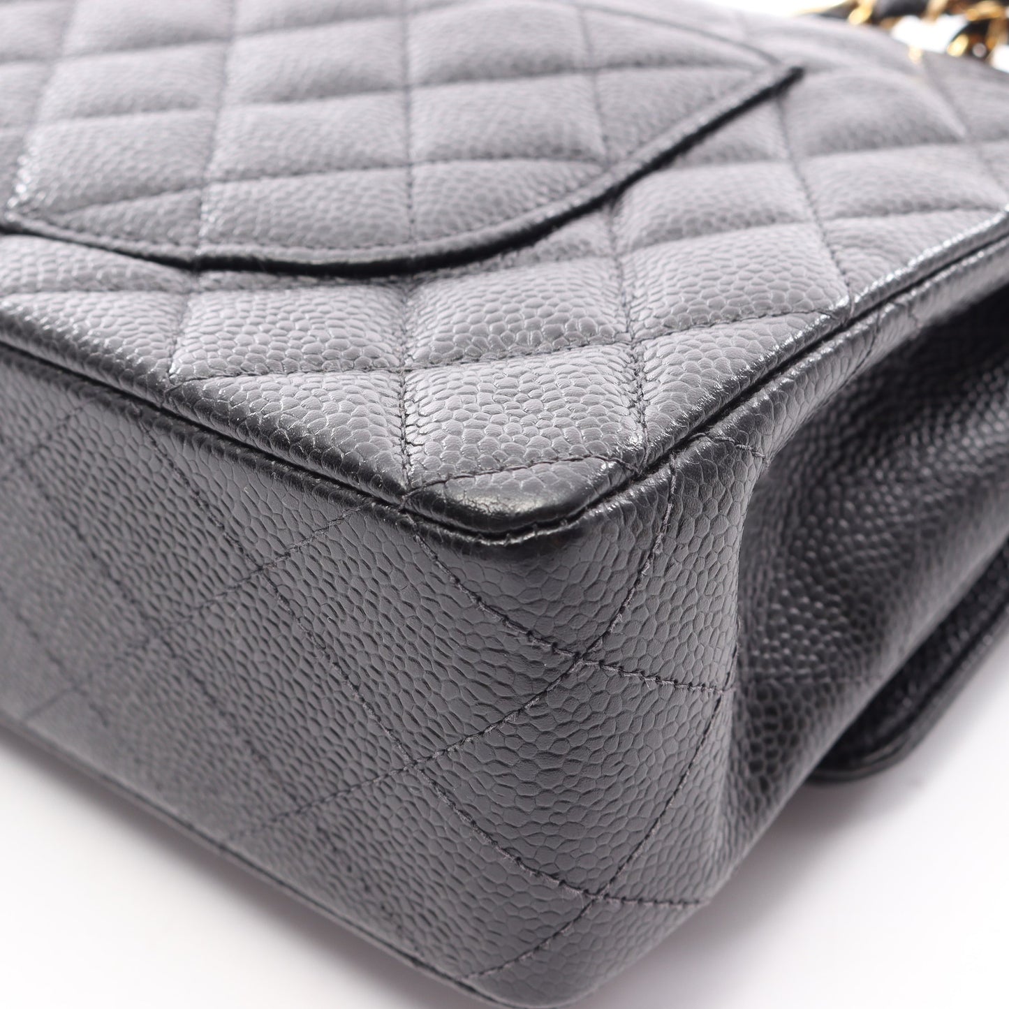 マトラッセ Wフラップ Wチェーンショルダーバッグ キャビアスキン ブラック ゴールド金具 シャネル バッグ CHANEL