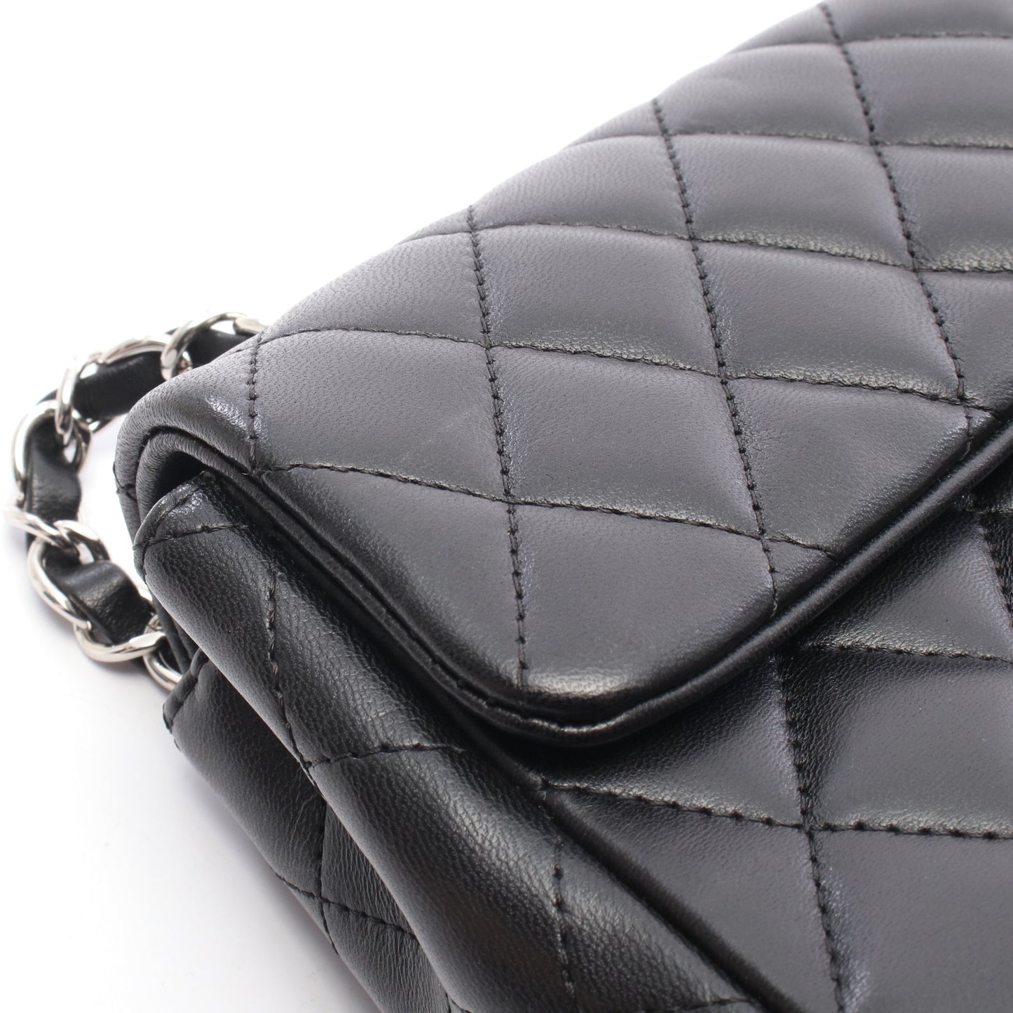 マトラッセ イーストウエスト チェーンショルダーバッグ ラムスキン ブラック シルバー金具 シャネル バッグ CHANEL