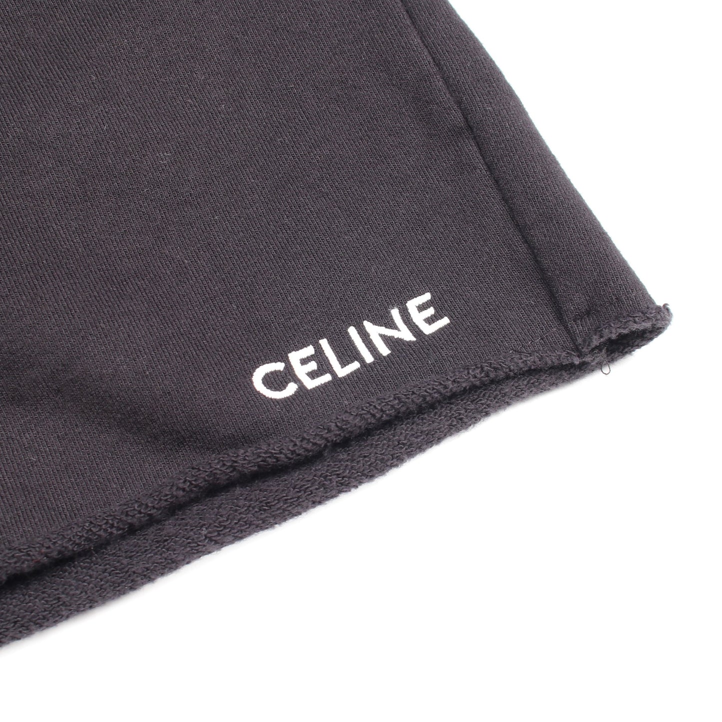 ロゴ刺繍 スウェット ハーフ パンツ コットン ブラック セリーヌ ボトムス CELINE