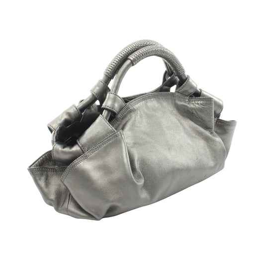 ナッパアイレ メタリック ハンドバッグ レザー グレーグリーン ロエベ バッグ LOEWE