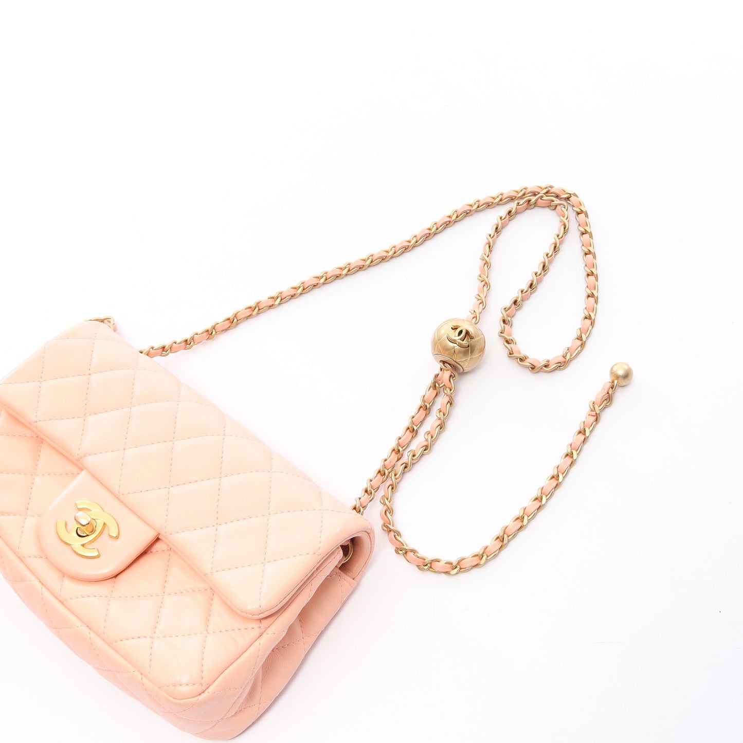 ミニマトラッセ20 チェーンショルダーバッグ ラムスキン ピンクベージュ ゴールド金具 シャネル バッグ CHANEL