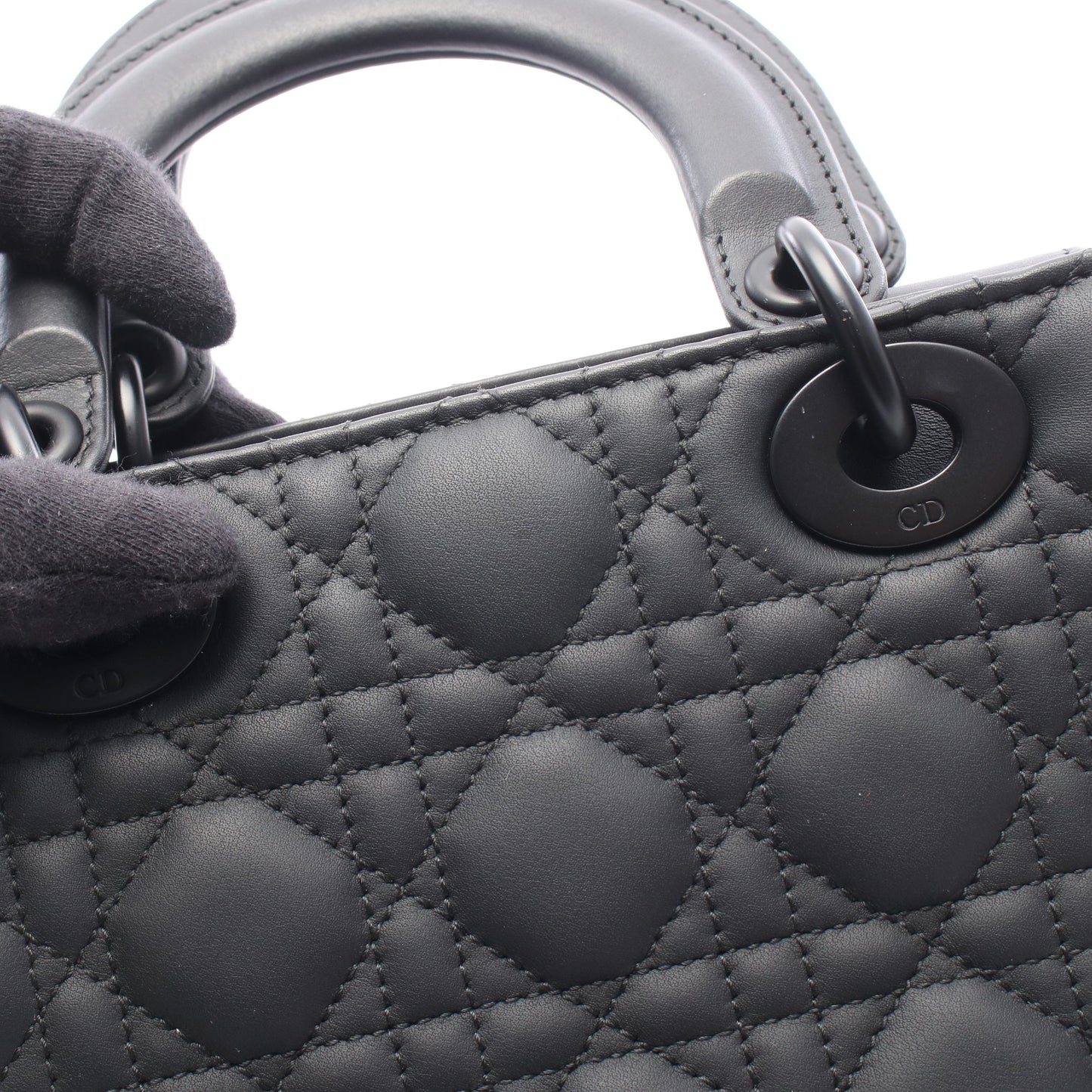 LADY DIOR MY ABCDIOR レディディオール スモール カナージュ 2WAY ハンドバッグ レザー ブラック クリスチャンディオール バッグ Christian Dior