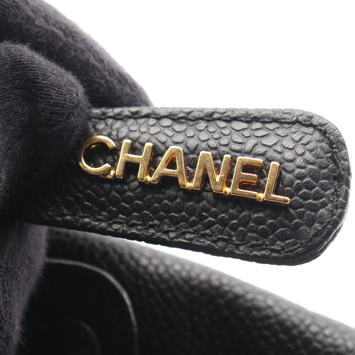 ロゴ刺繍 ショルダーバッグ トートバッグ キャビアスキン ブラック ゴールド金具 シャネル バッグ CHANEL
