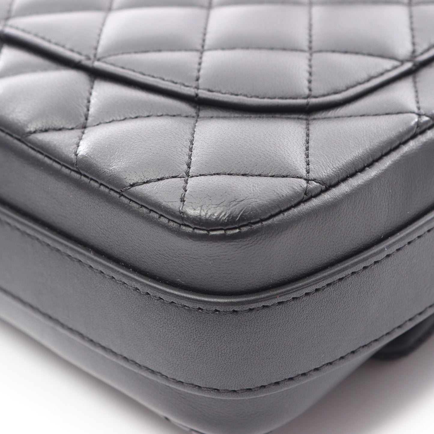 マトラッセ フリル ショルダーバッグ ラムスキン ブラック ゴールド金具 シャネル バッグ CHANEL