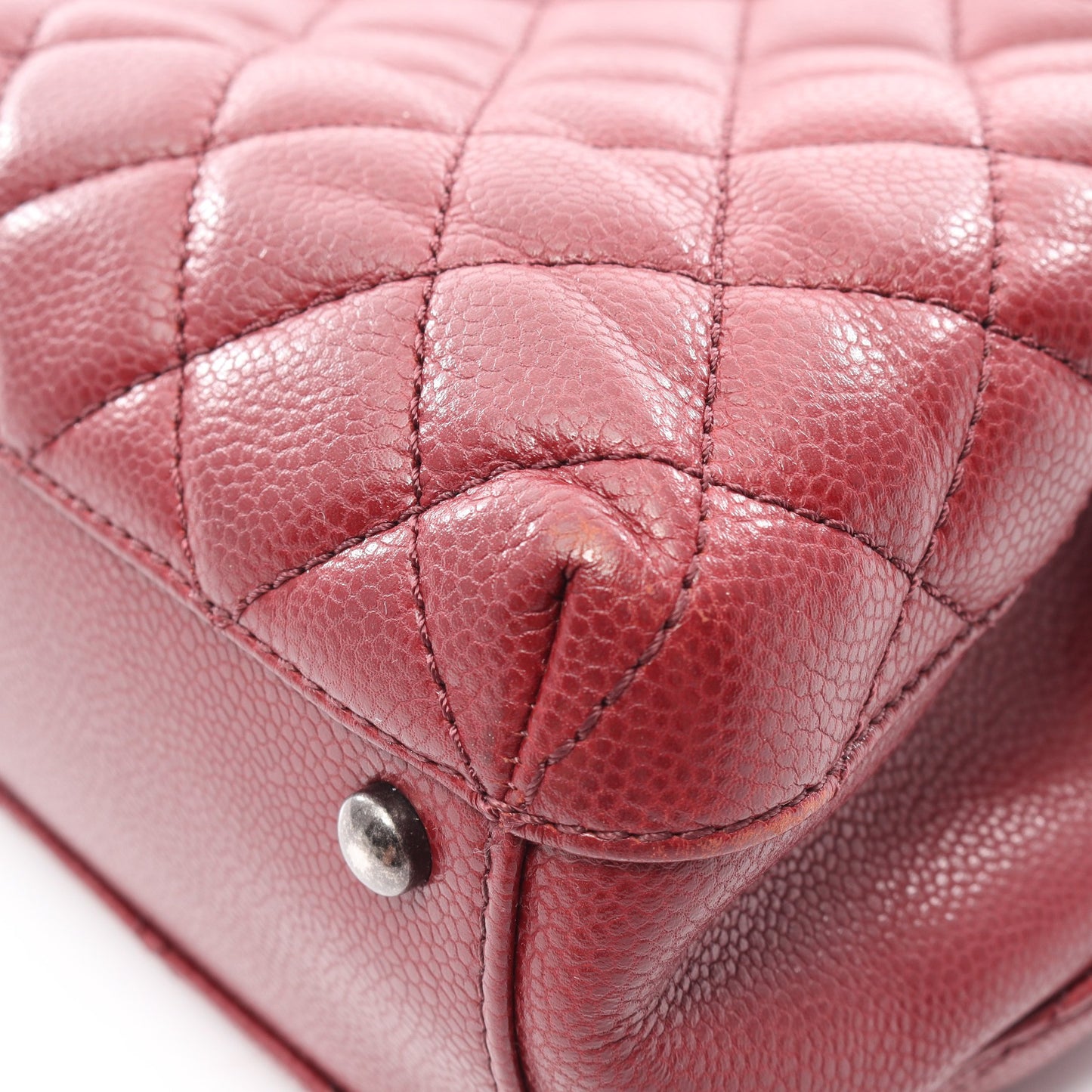 マトラッセ チェーンショルダーバッグ キャビアスキン ボルドー シルバー金具 シャネル バッグ CHANEL