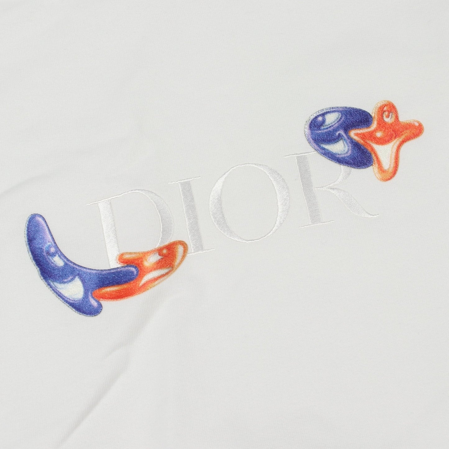 DIOR × KENNY SCHARF ロゴ刺繍 プルオーバーパーカー コットン ホワイト ディオール