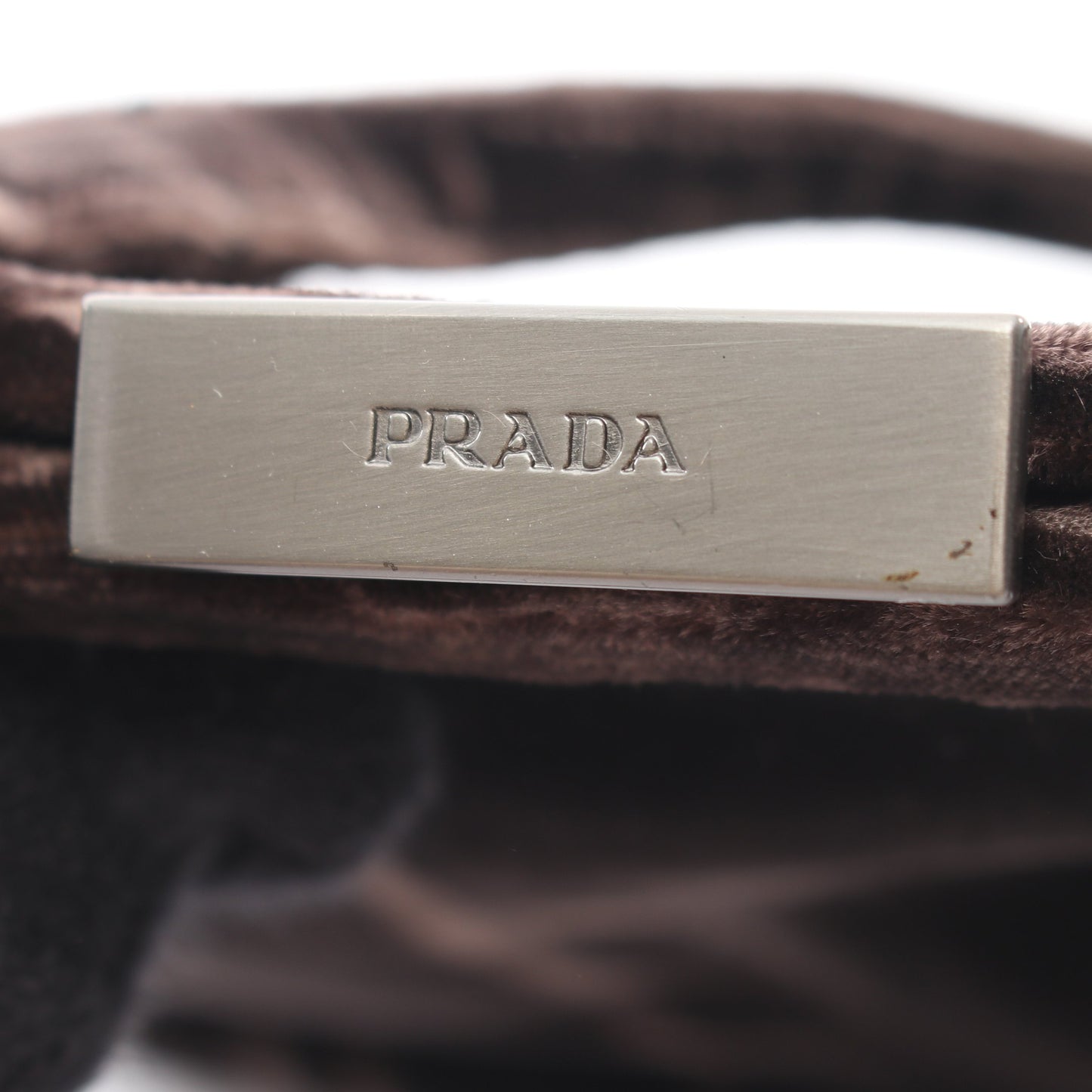 VELLUTO FIBBIE ハンドバッグ ベロア ダークブラウン プラダ バッグ PRADA