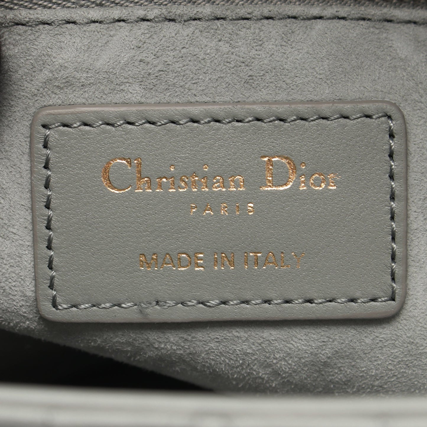 LADY DIOR ミディアムバッグ カナージュ 2WAY ハンドバッグ レザー グレー クリスチャンディオール
