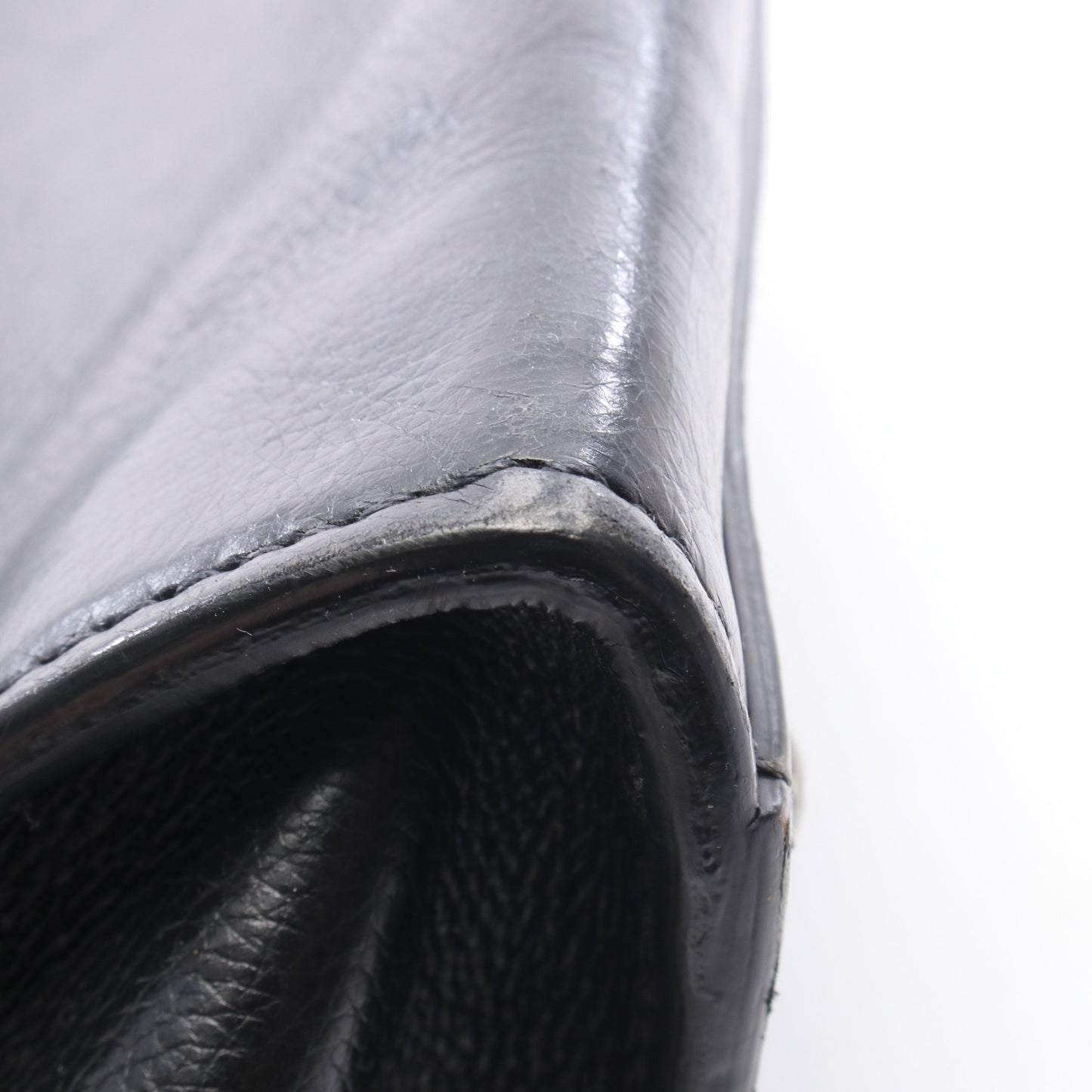 GLACE'CALF 2WAY ハンドバッグ レザー ブラック プラダ