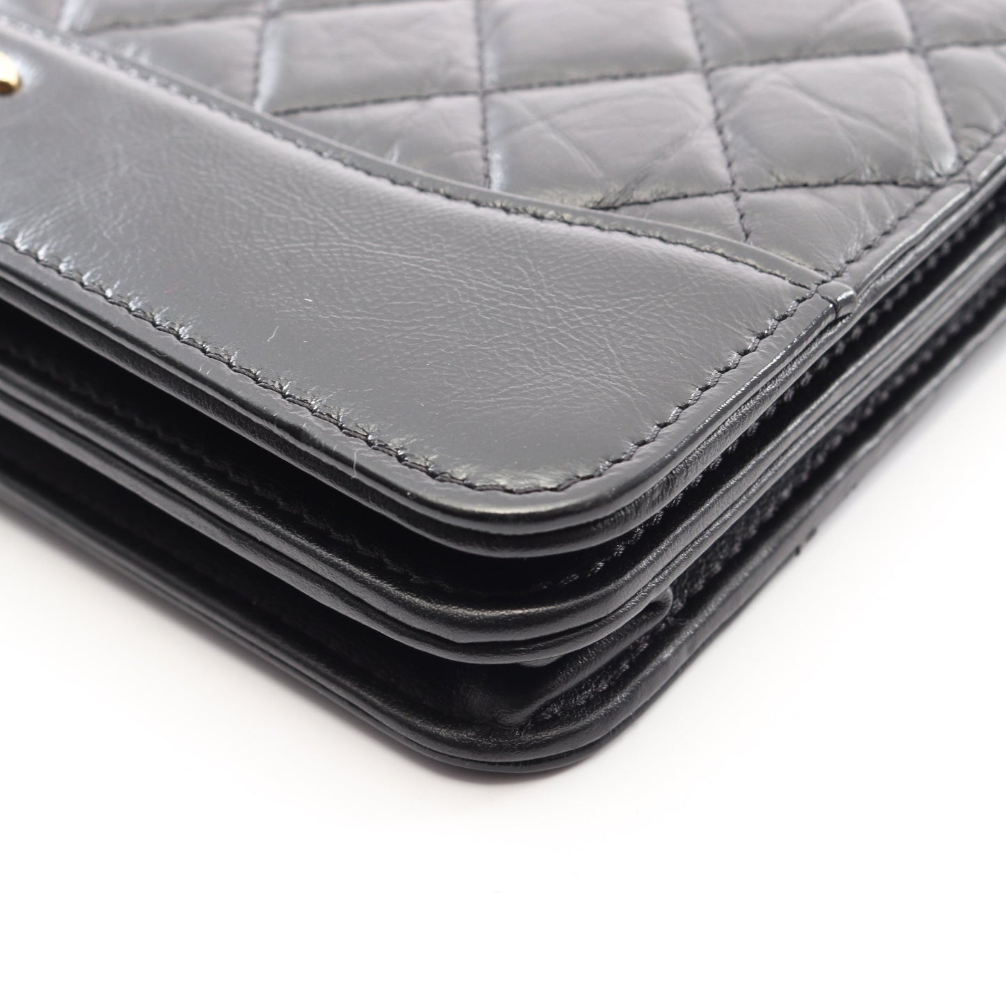 ガブリエル ドゥ シャネル コンビ金具 チェーンウォレット シャイニーカーフスキン ブラック シャネル バッグ CHANEL