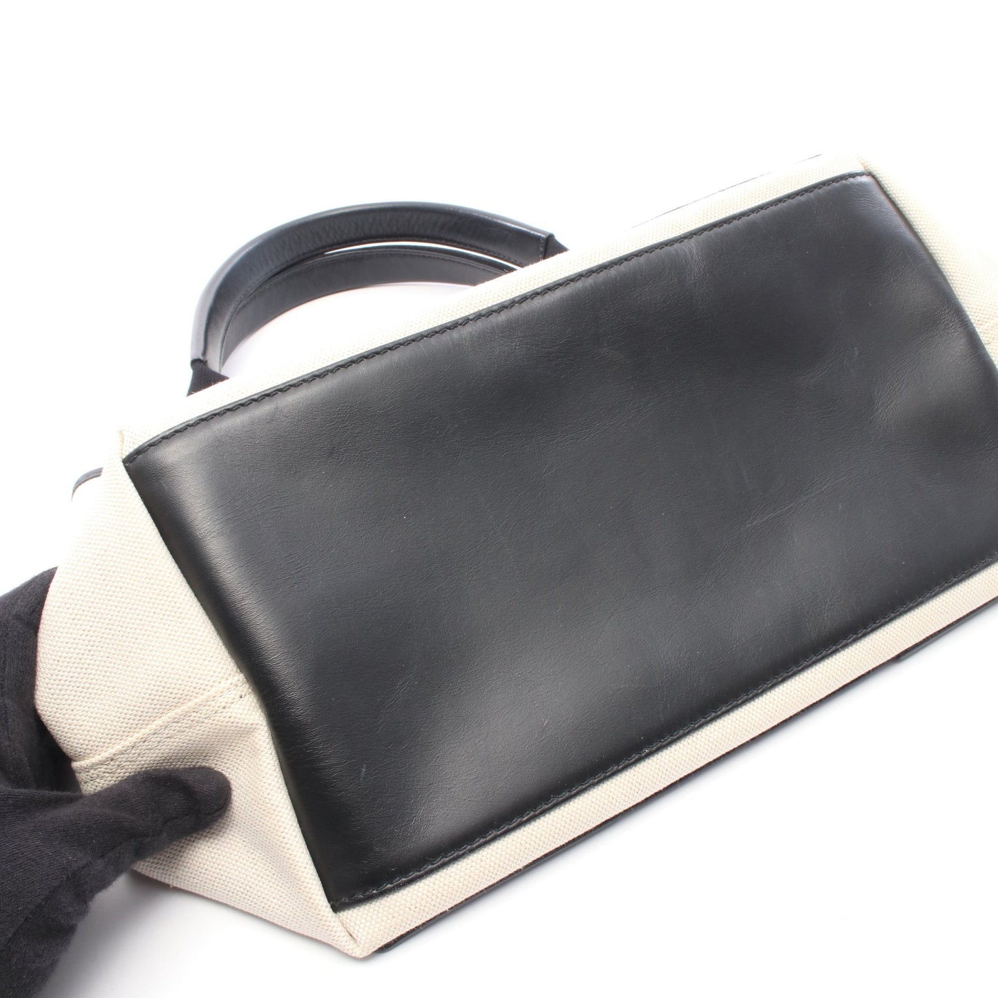 NAVY CABAS S ネイビーカバ ハンドバッグ トートバッグ キャンバス レザー オフホワイト ブラック バレンシアガ