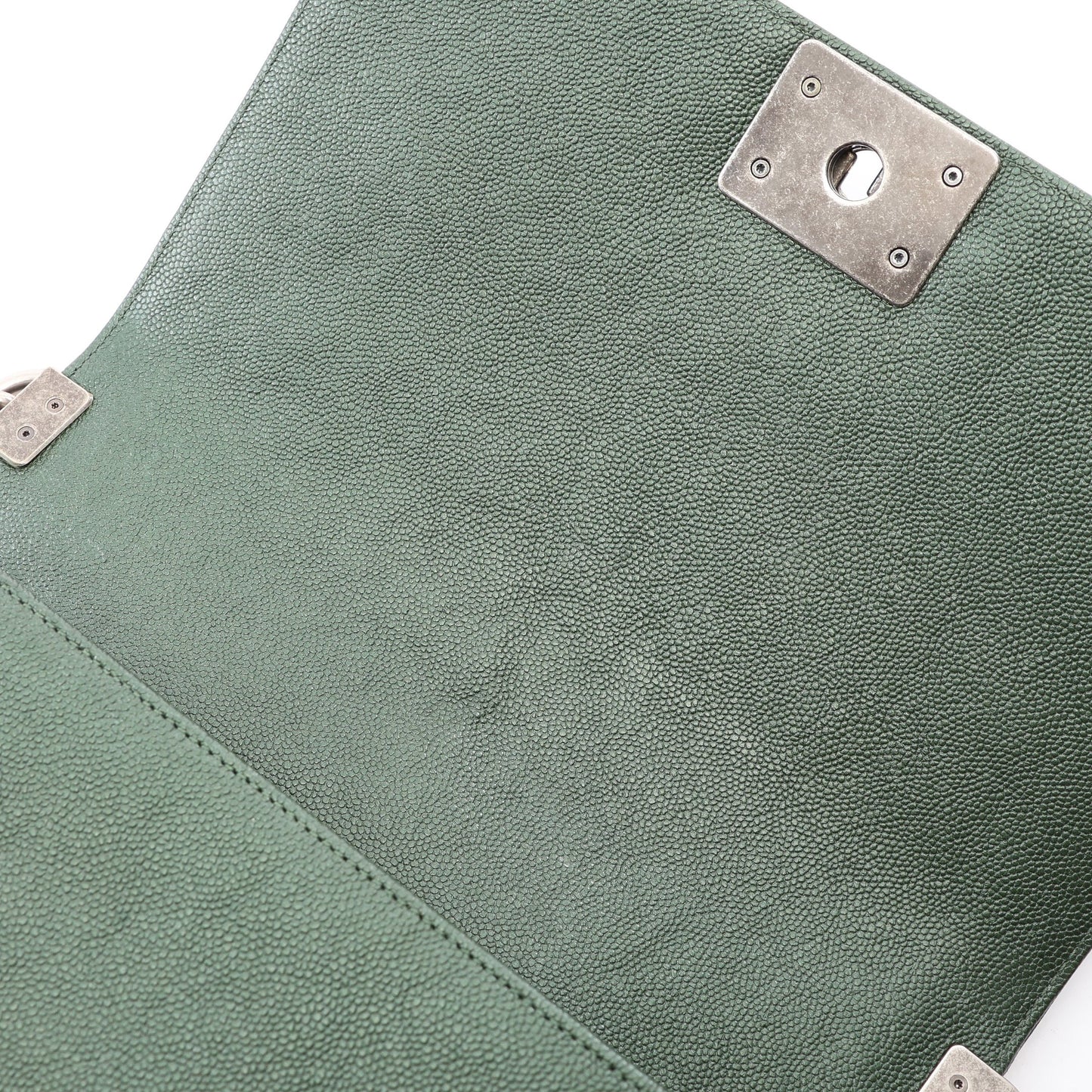 ボーイシャネル チェーンショルダーバッグ キャビアスキン グリーン シルバー金具 シャネル