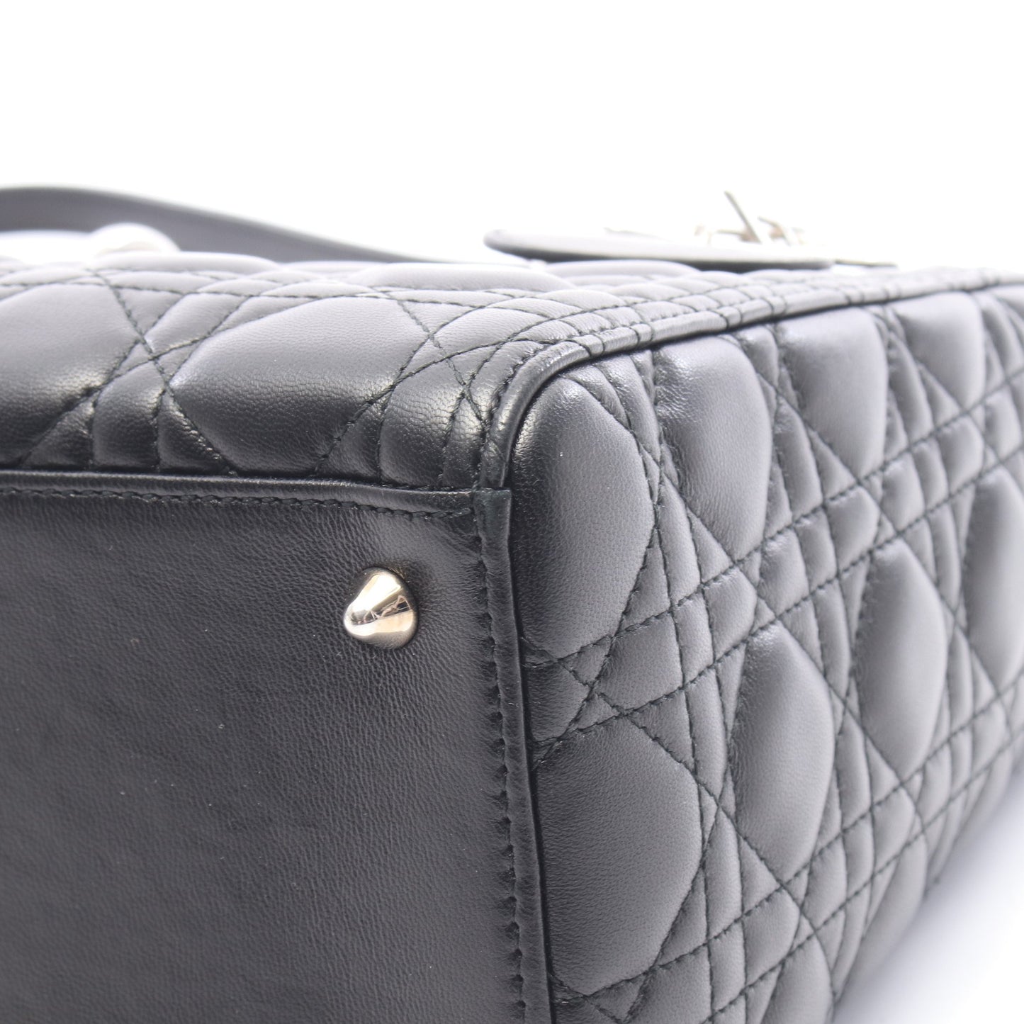 LADY DIOR レディディオール 2WAY ハンドバッグ レザー ブラック クリスチャンディオール