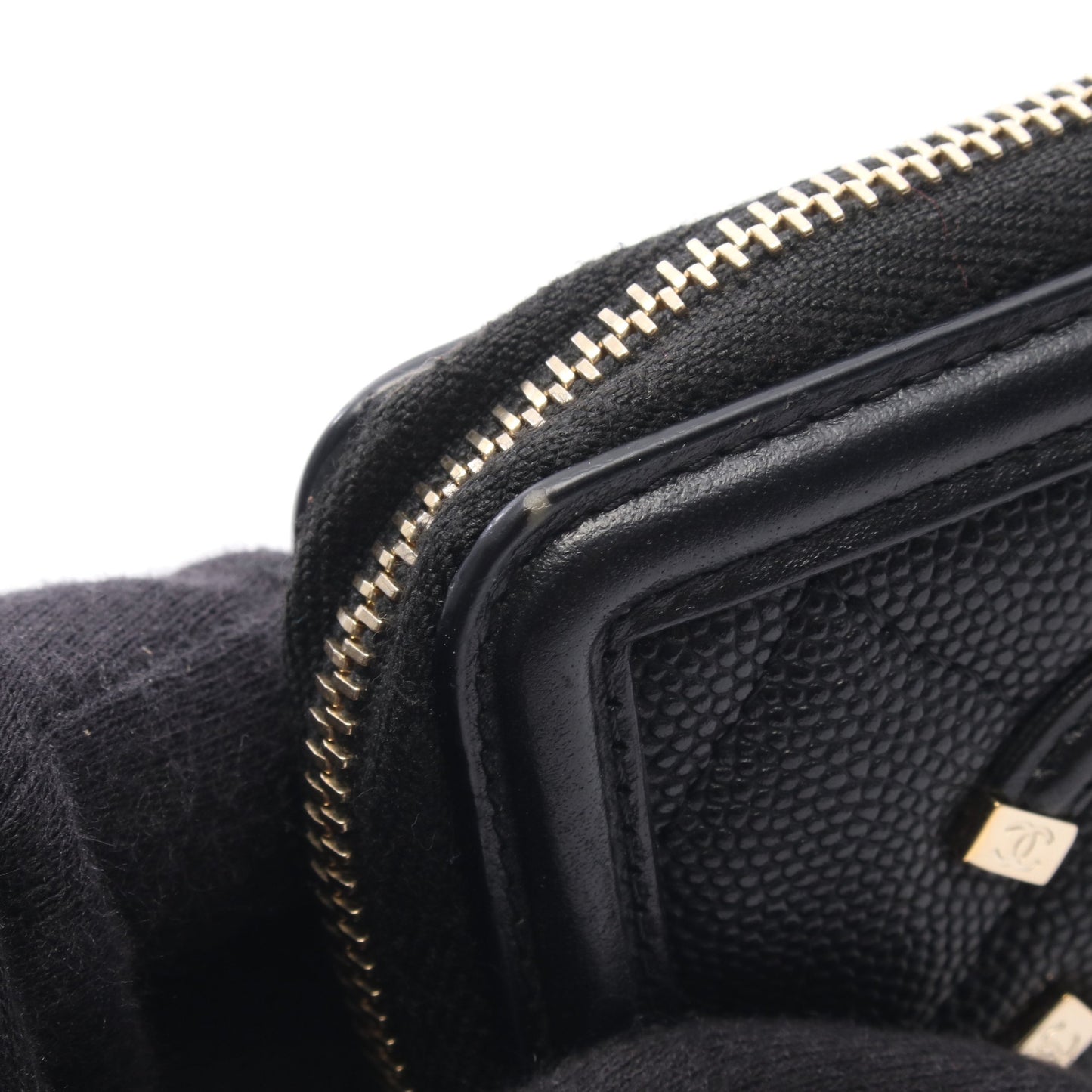 CCフィリグリー マトラッセ コインケース キャビアスキン ブラック ゴールド金具 シャネル 財布・小物 CHANEL