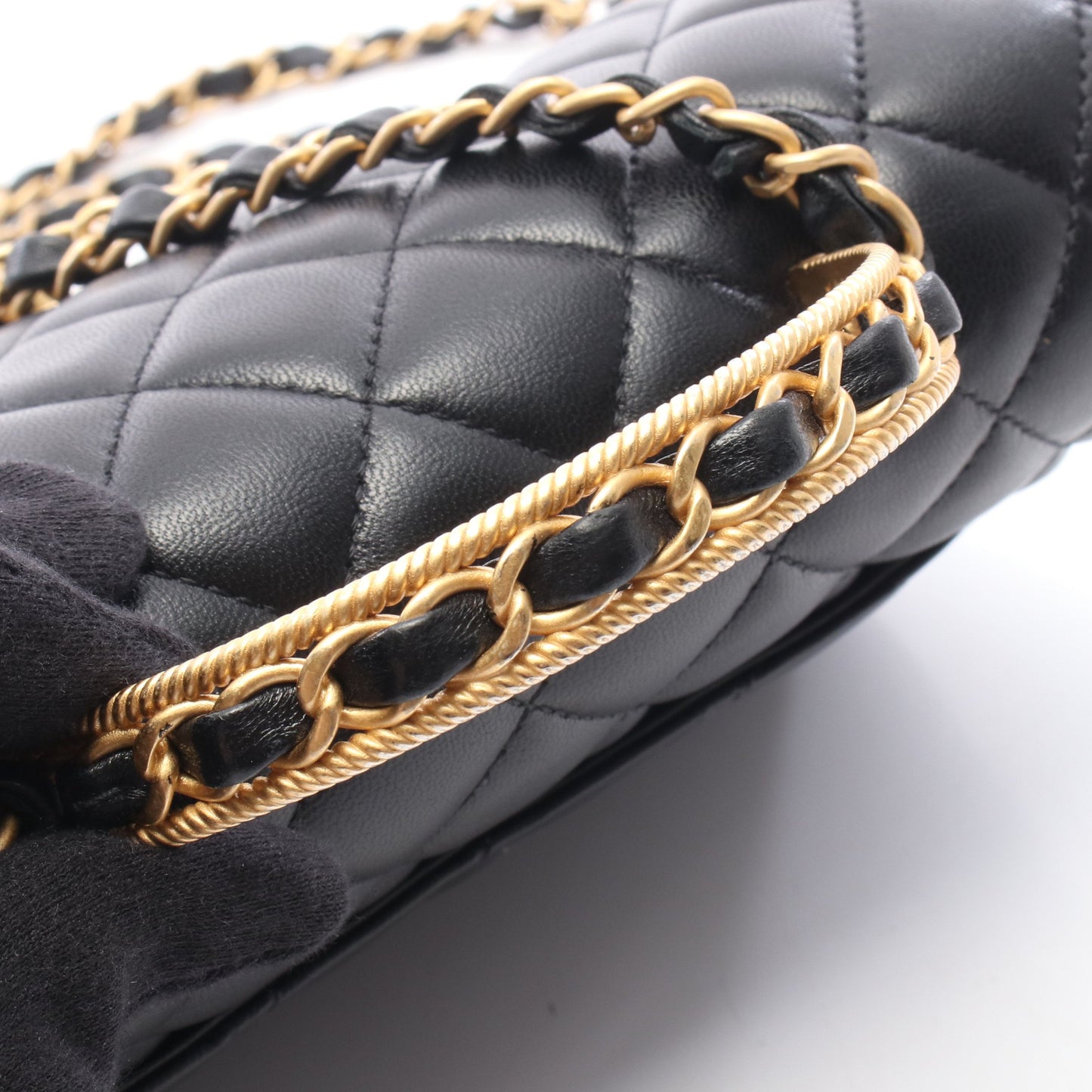 マトラッセ トップハンドル 2WAY チェーンショルダーバッグ ラムスキン ブラック ゴールド金具 シャネル バッグ CHANEL