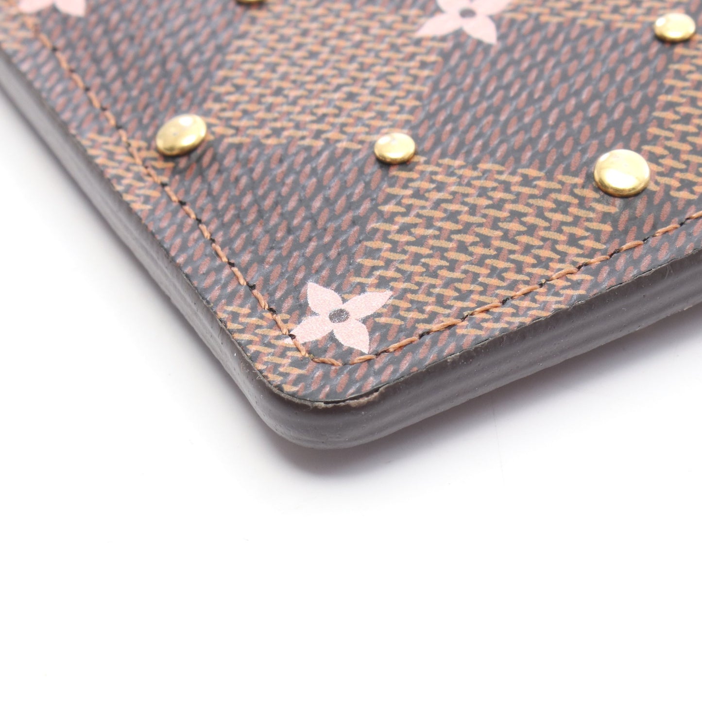 ポルト カルト サーンプル ダミエエベヌ スタッズ カードケース PVC ブラウン ピンク ルイヴィトン 財布・小物 LOUIS VUITTON