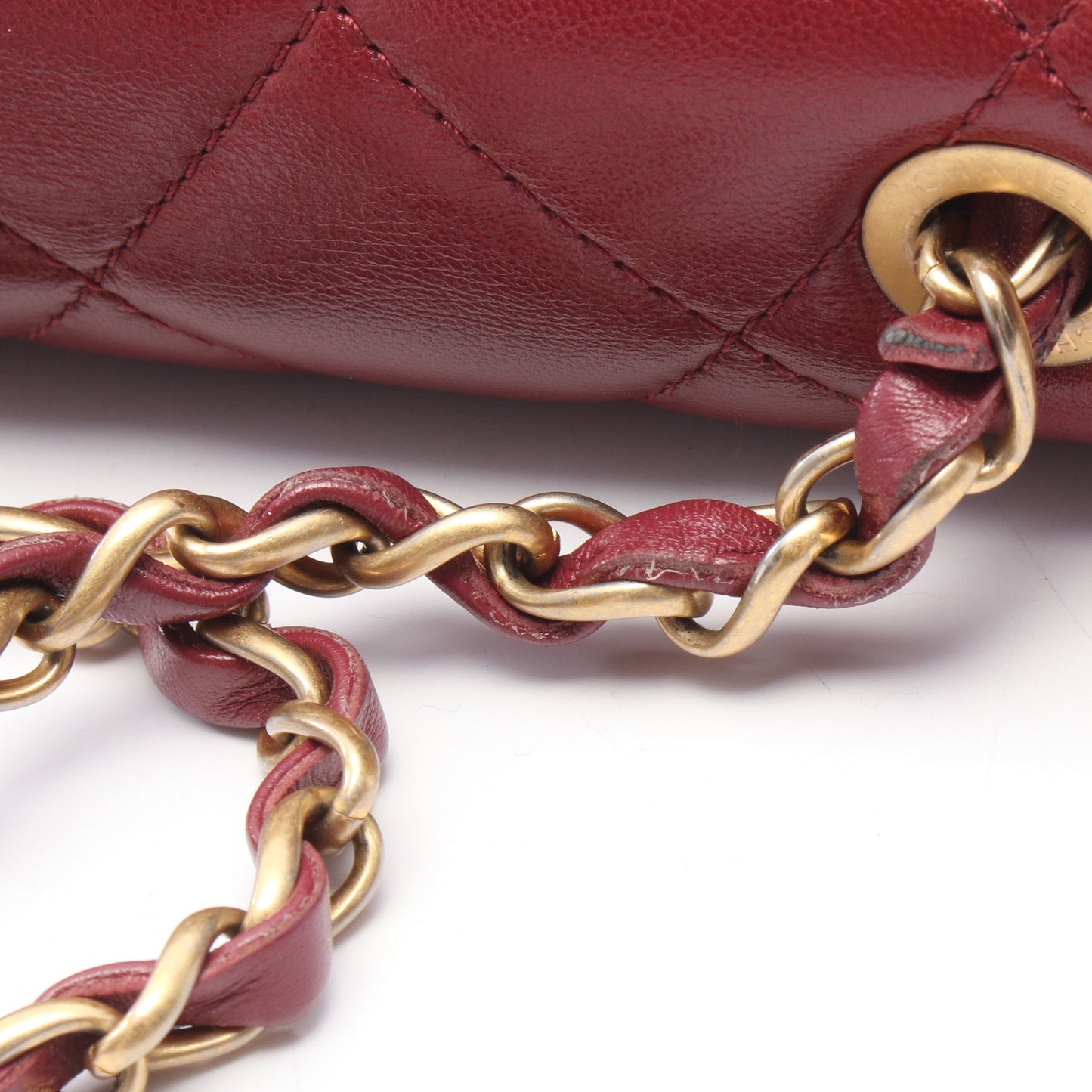マトラッセ スモールフラップ チェーンショルダーバッグ ラムスキン ボルドー ゴールド金具 シャネル バッグ CHANEL
