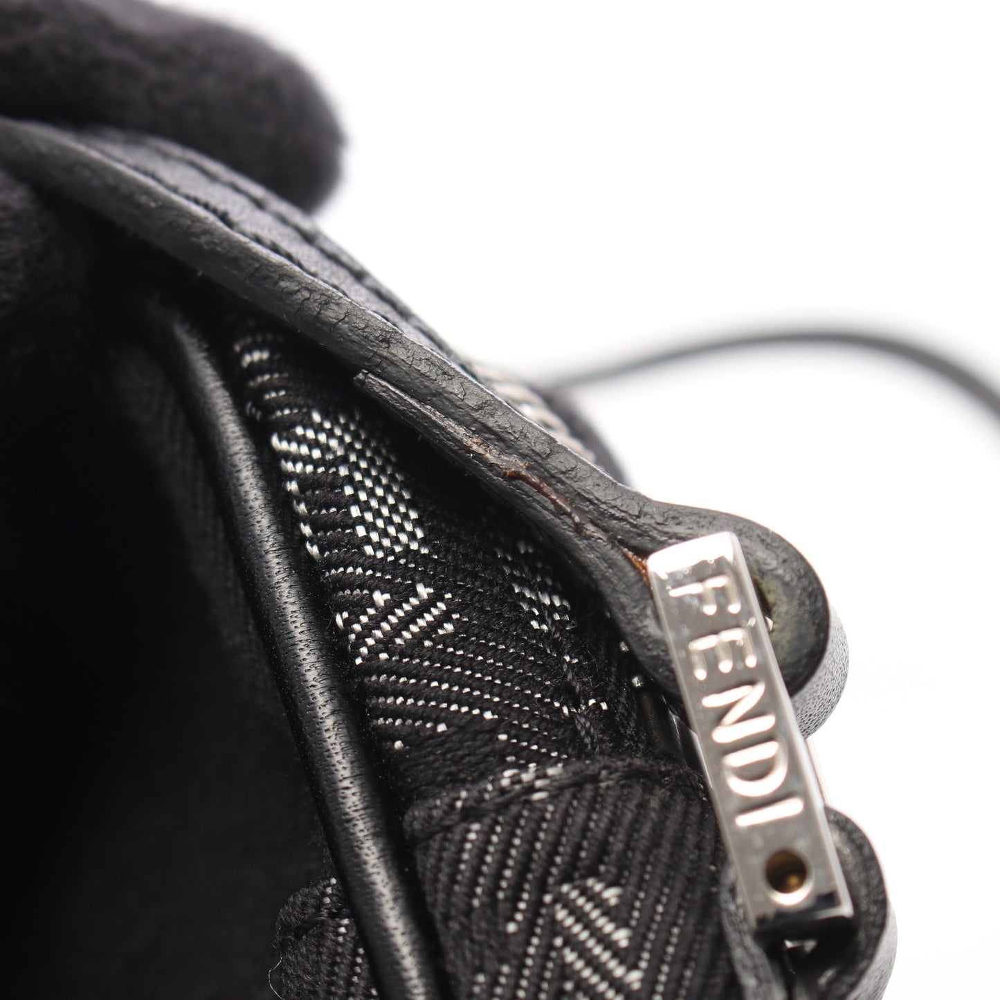 ズッキーノ ショルダーバッグ キャンバス レザー ブラック グレー フェンディ バッグ FENDI