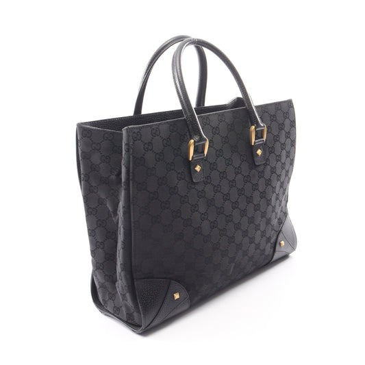 GGキャンバス ハンドバッグ キャンバス レザー ブラック グッチ バッグ GUCCI