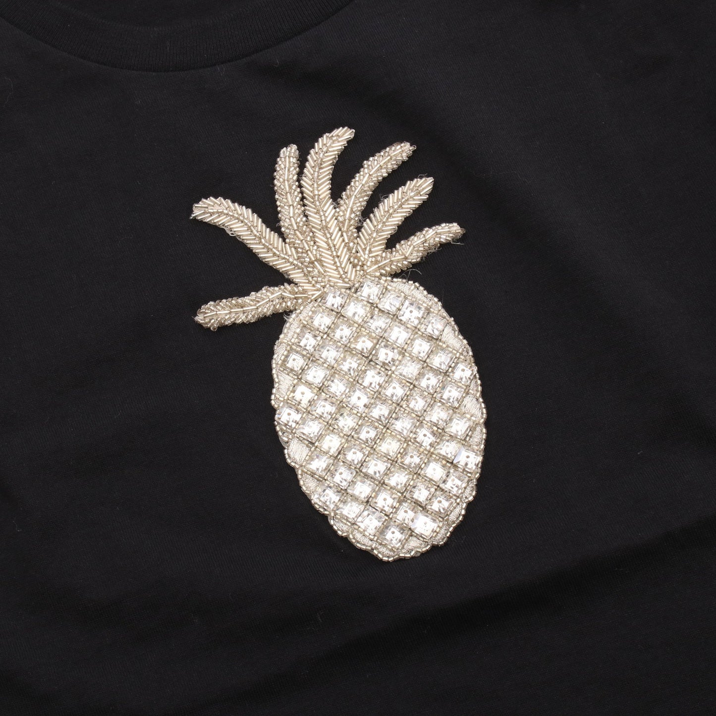 パイナップル ビーズ刺繍 タンクトップ コットン ブラック ドルチェアンドガッバーナ トップス DOLCE&GABBANA