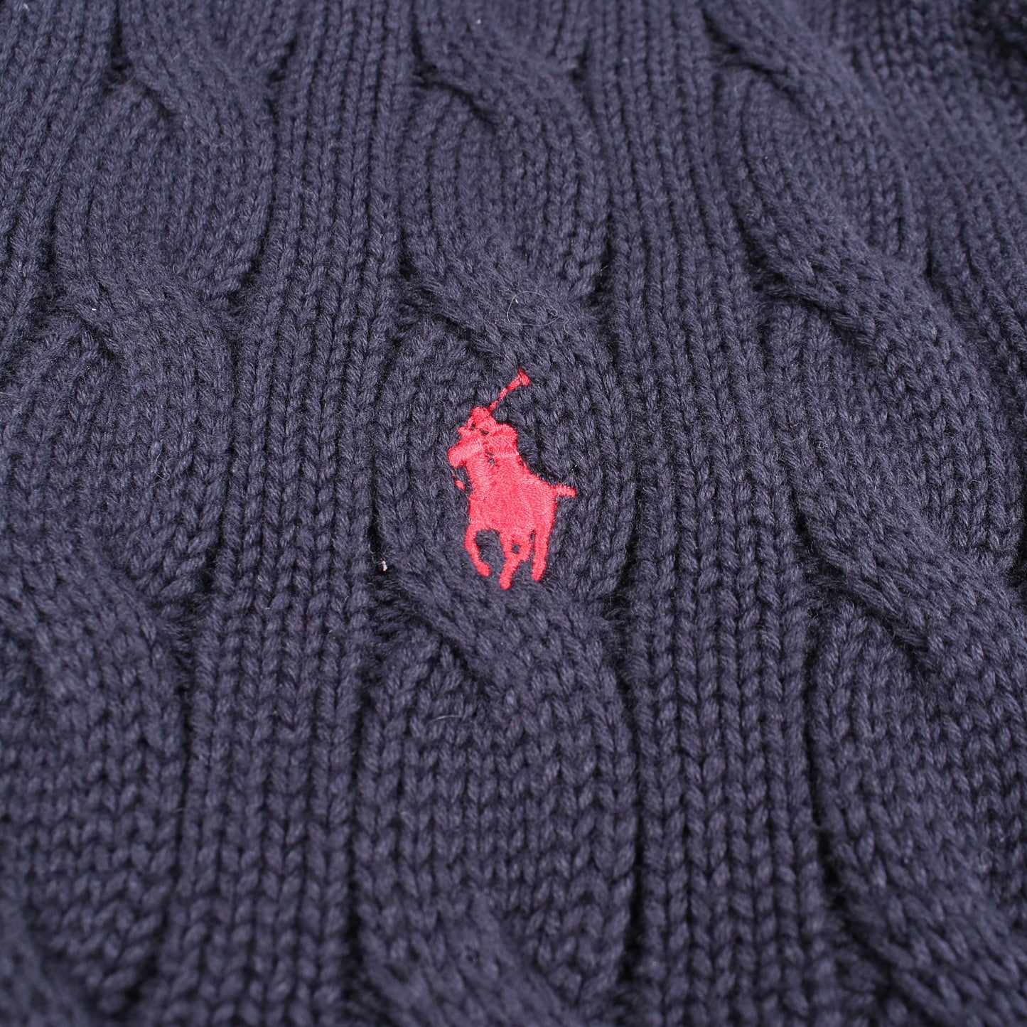 ロゴ刺繍 クルーネック カーディガン コットン ネイビー ポロラルフローレン