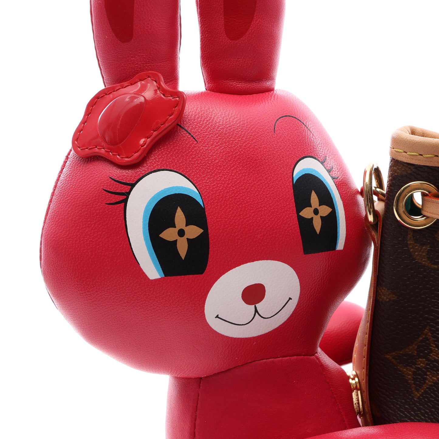 LOUIS VUITTON × Sun Yitian ナノ ノエ アニモグラム 2WAY ハンドバッグ PVC レザー ブラウン ピンクレッド ルイヴィトン
