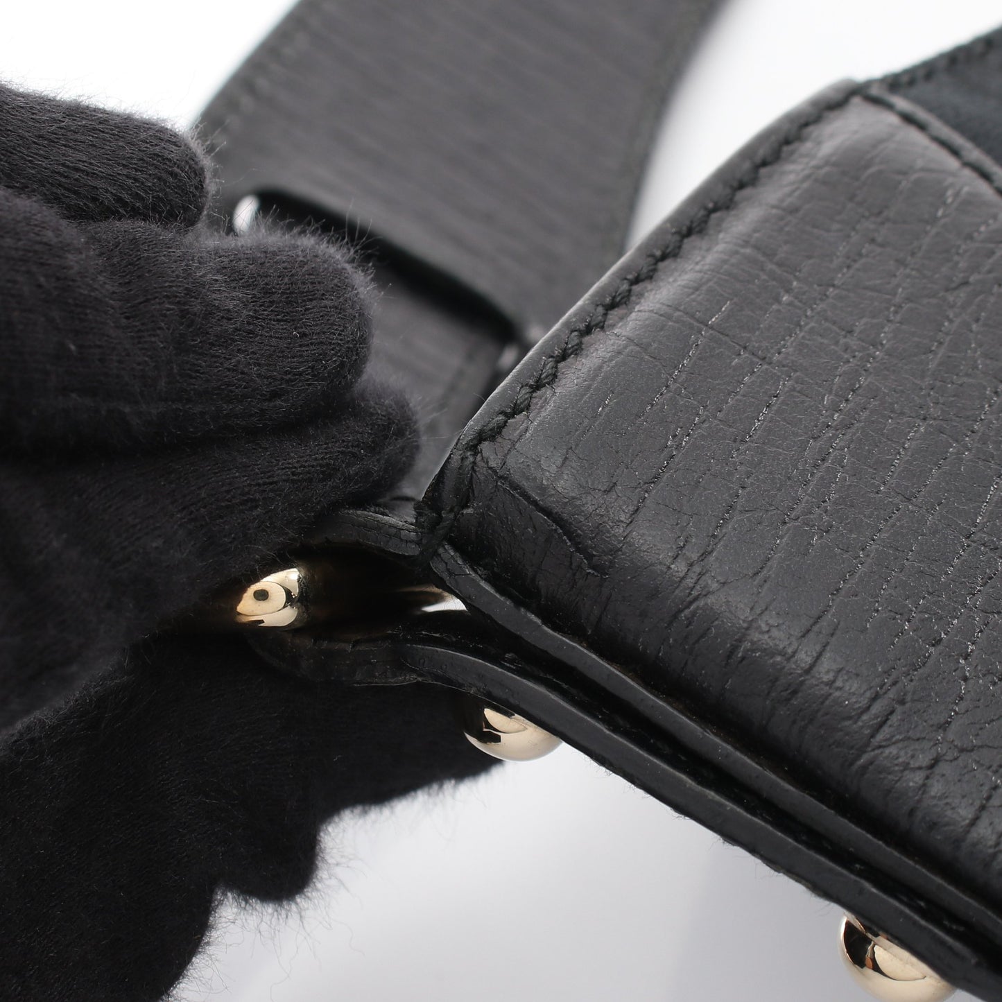 ホースビット GGキャンバス ワンショルダーバッグ キャンバス レザー ブラック グッチ バッグ GUCCI