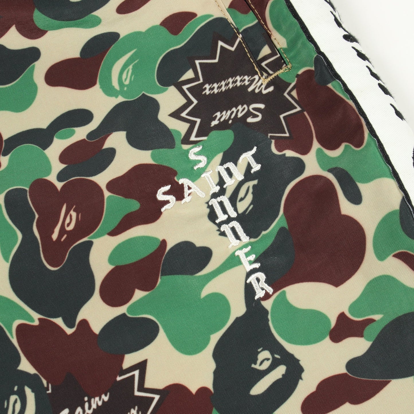 SAINT MICHAEL × A BATHING APE モフラージュ トラック パンツ ナイロン グリーン マルチカラー セント マイケル