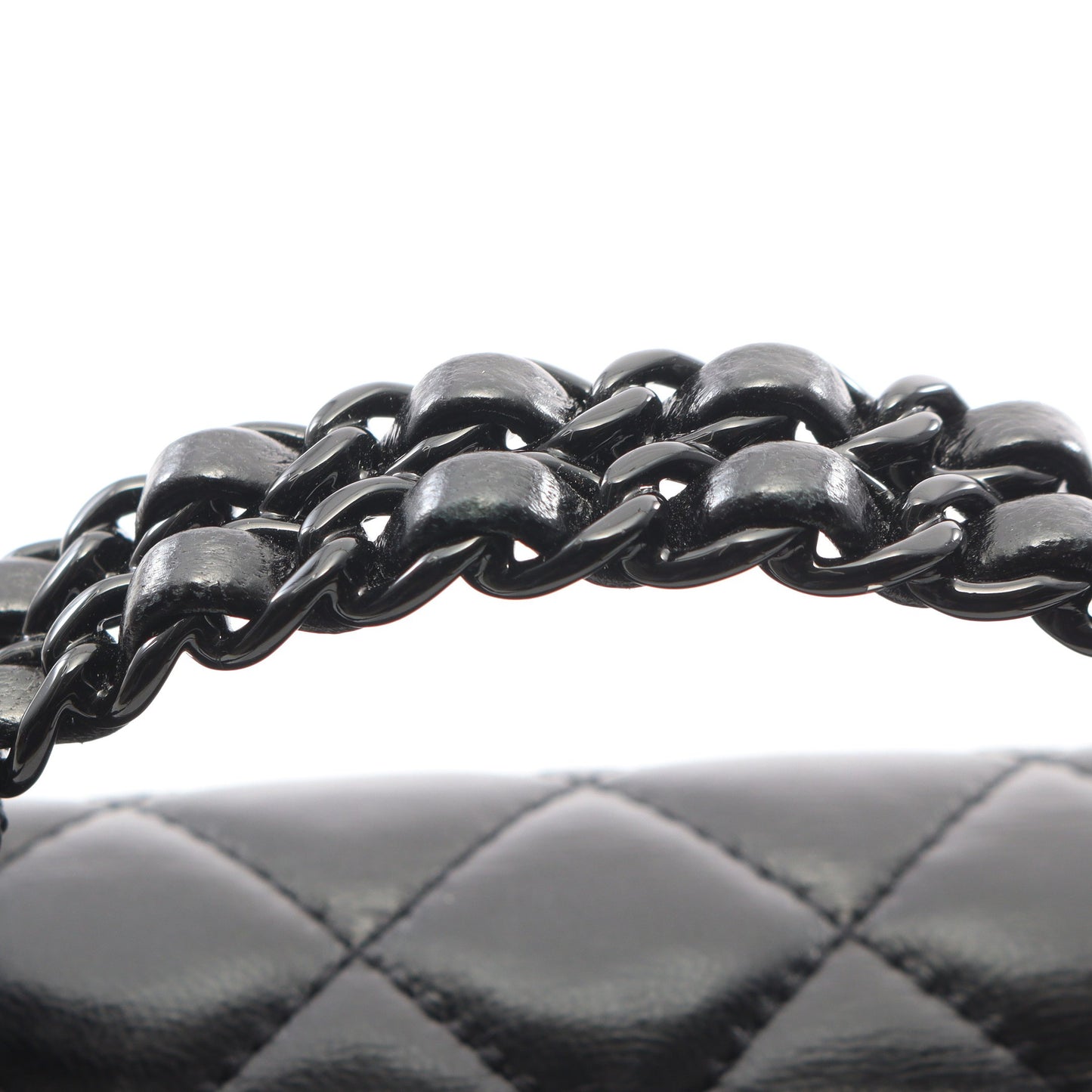 マトラッセ トップハンドル ブラック金具 2WAY チェーンショルダーバッグ ラムスキン ブラック シャネル バッグ CHANEL
