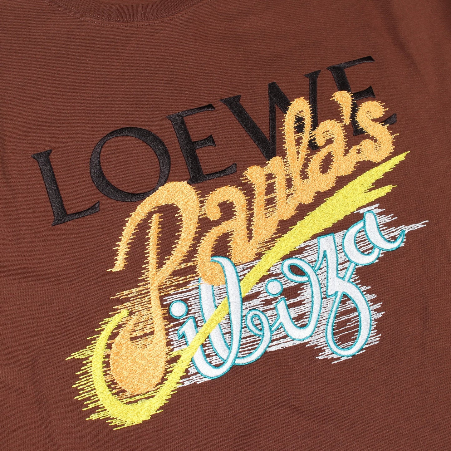 PAULA'S IBIZA ロゴ刺繍 半袖Tシャツ コットン ブラウン ロエベ トップス LOEWE