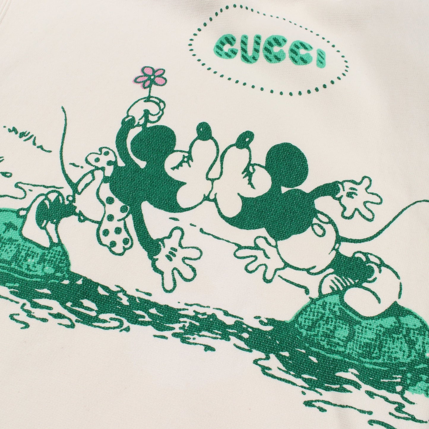 GUCCI × Disney プルオーバーパーカー コットン オフホワイト グリーン グッチ