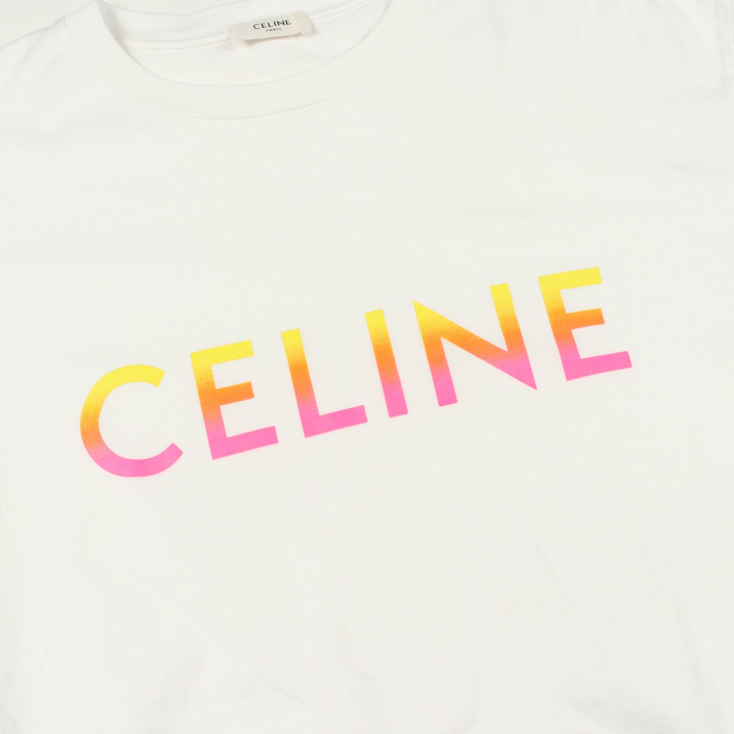 ロゴプリント クルーネック 半袖Tシャツ コットン ホワイト セリーヌ トップス CELINE