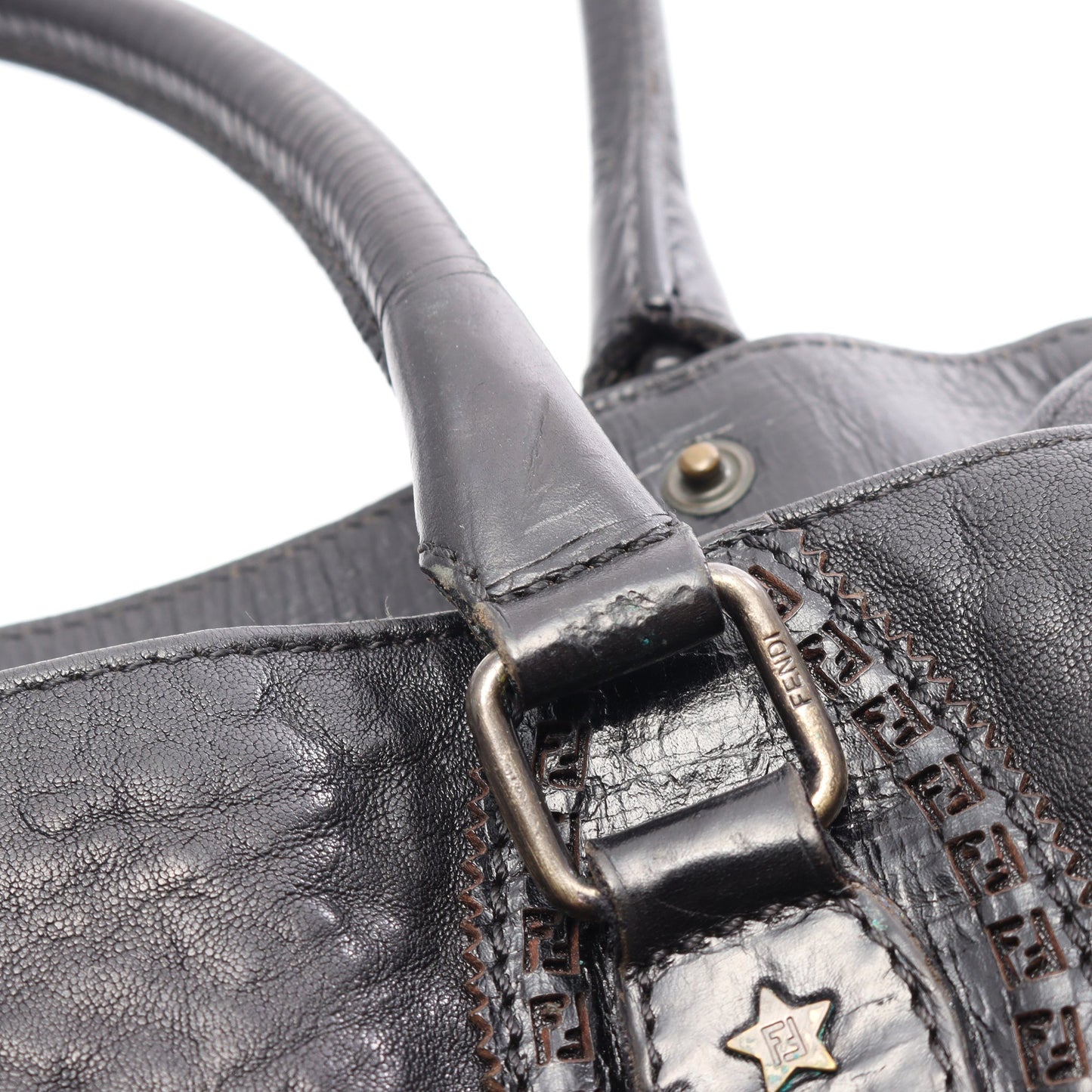 エトニコ ハンドバッグ レザー ブラック フェンディ バッグ FENDI